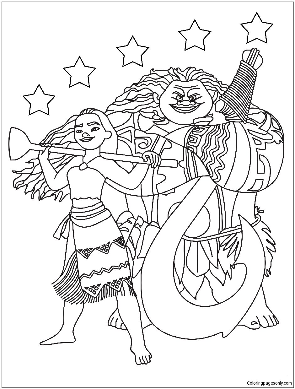 Moana Maui With The Stars Coloring Pages Cartoons Coloring Pages Free Printable Coloring