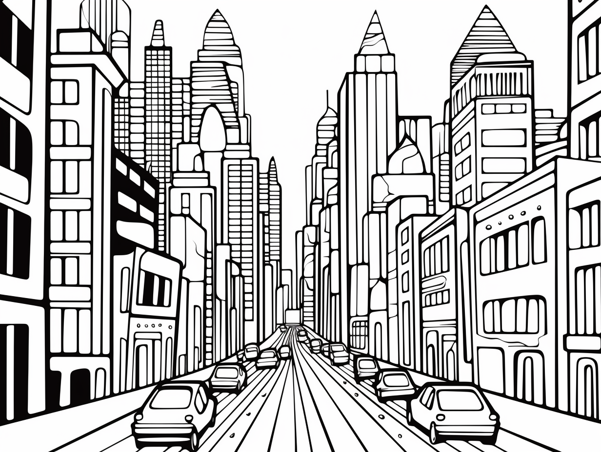 City Scape Coloring Page Printable