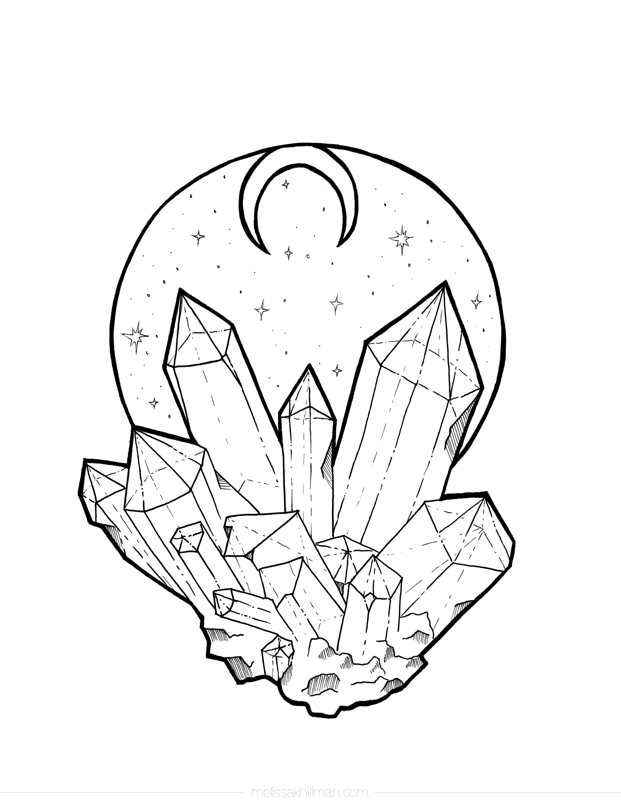 Moon Crystals Coloring Page