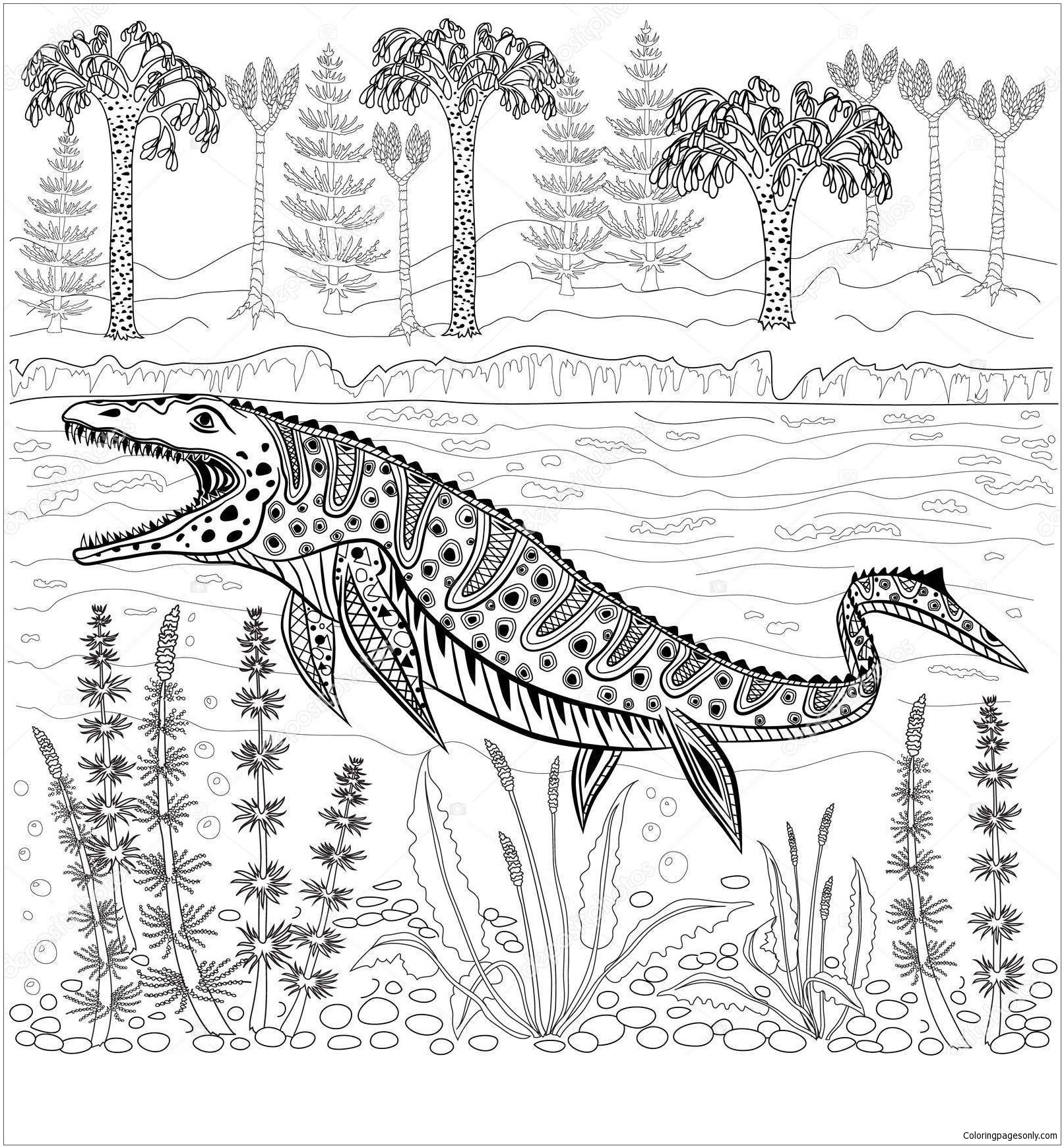 Mosasaurs Prehistoric Reptile Monster Coloring Page Free Printable Coloring Pages