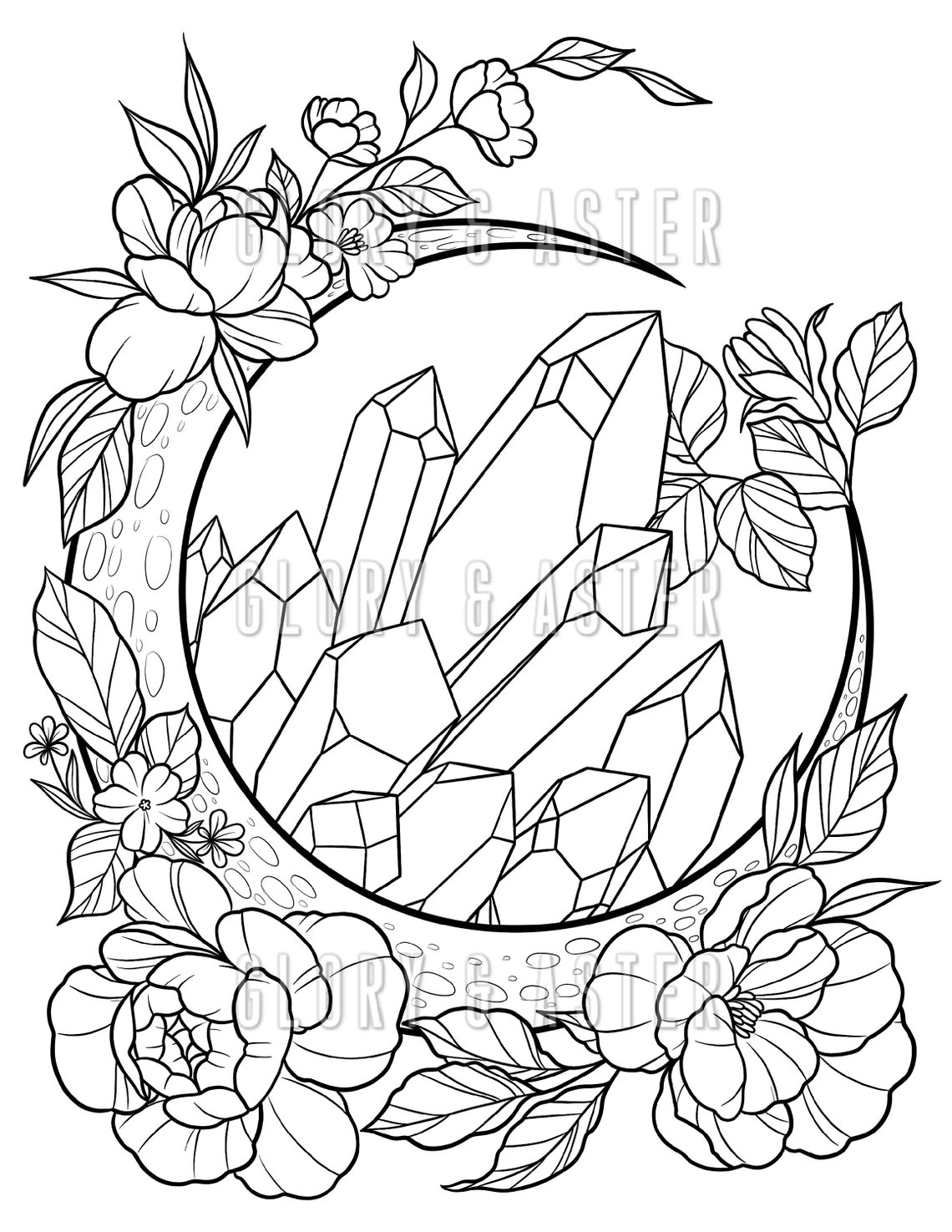 Mystical Moon Coloring Page Printable Adult Coloring Page Etsy M Xico