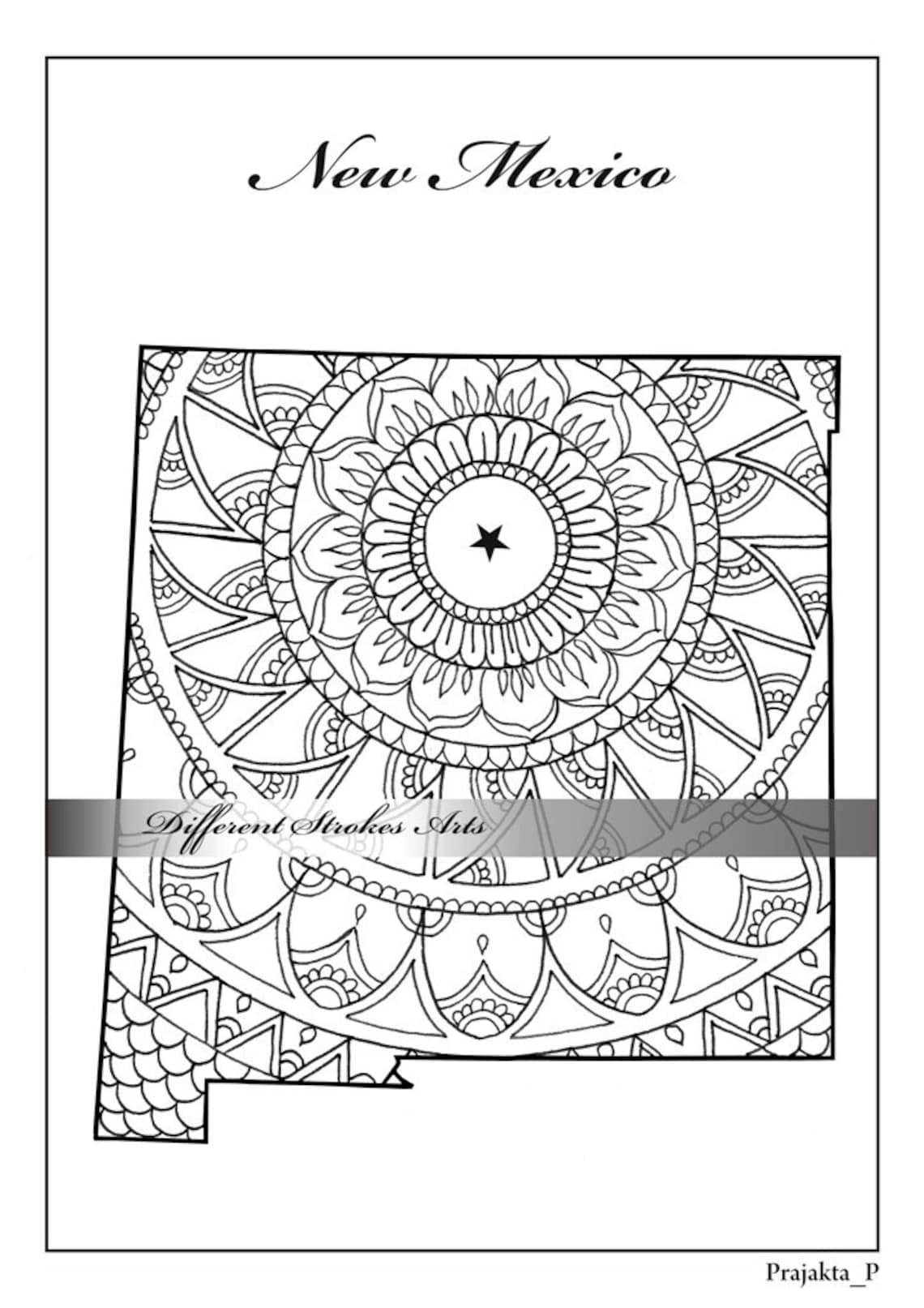 New Mexico Map Adult Coloring Page Printable July 4th Art Etsy