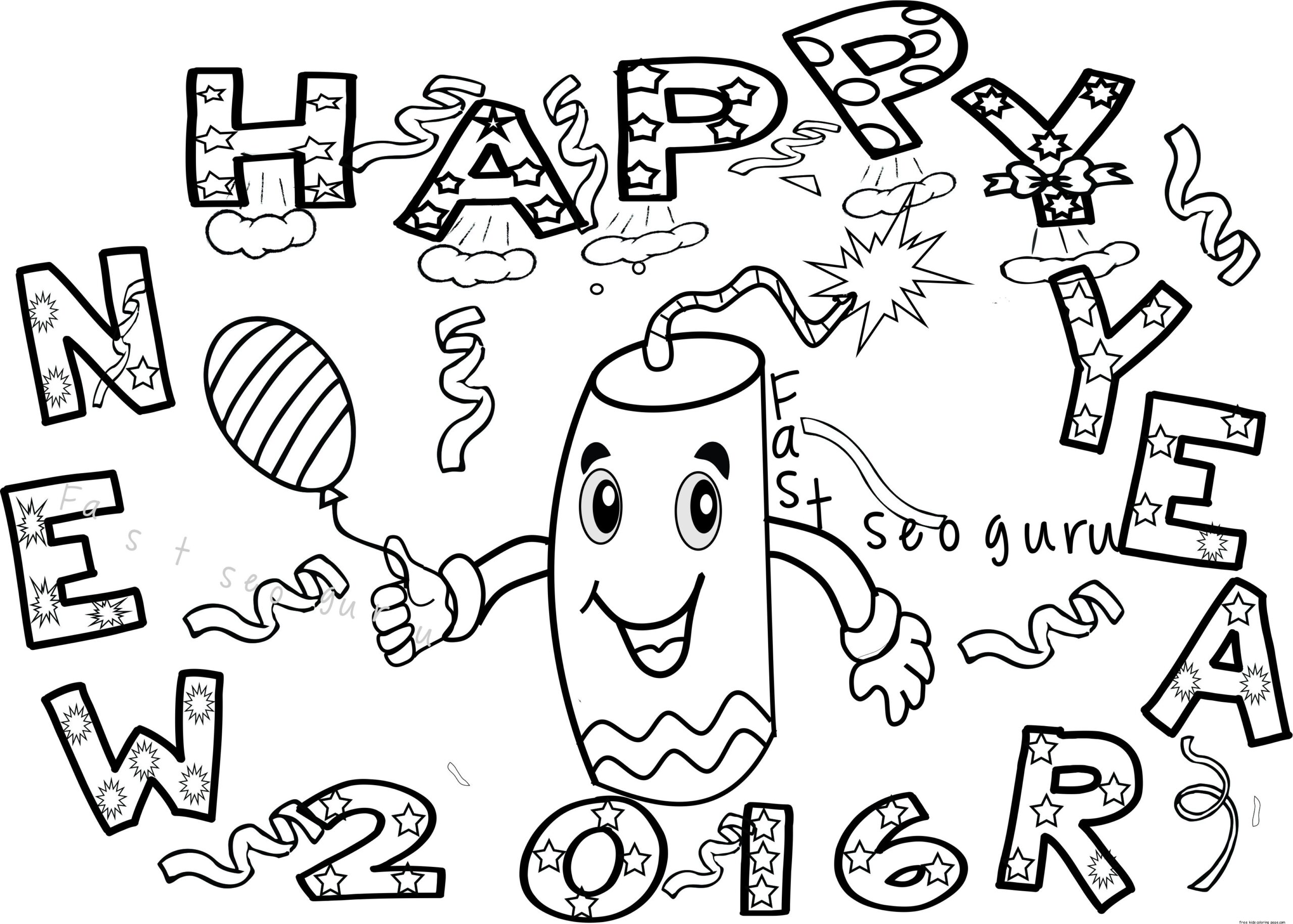New Years Printable Coloring Pages