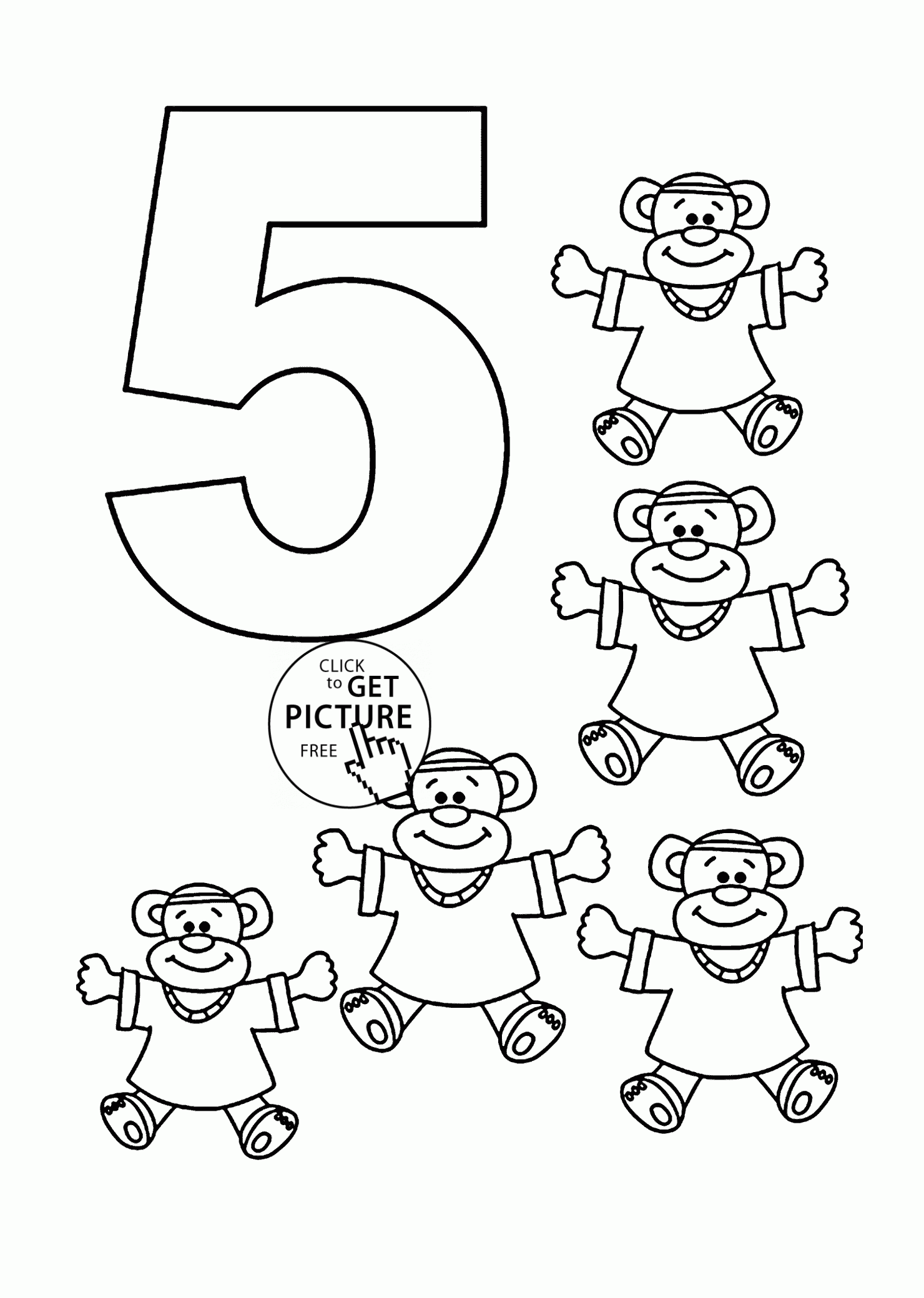Number 5 Coloring Pages For Kids