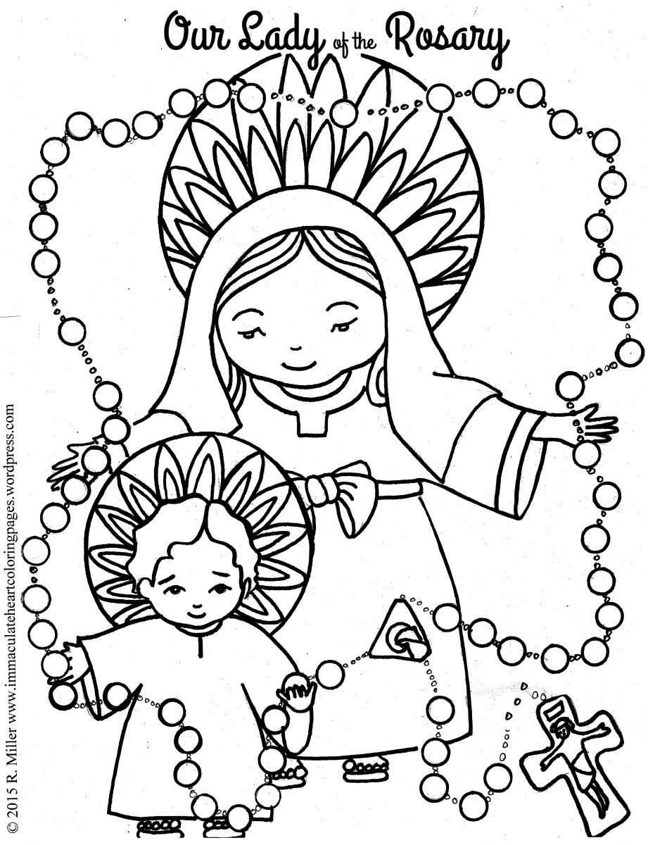 Our Lady Of The Rosary Coloring Page Coloring Pages Color Free Catholic Coloring Pages