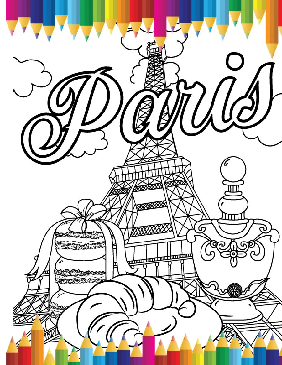 Paris Eiffel Tower Coloring Page Coloring Sheet By ErikaVectorika TheHungryJPEG