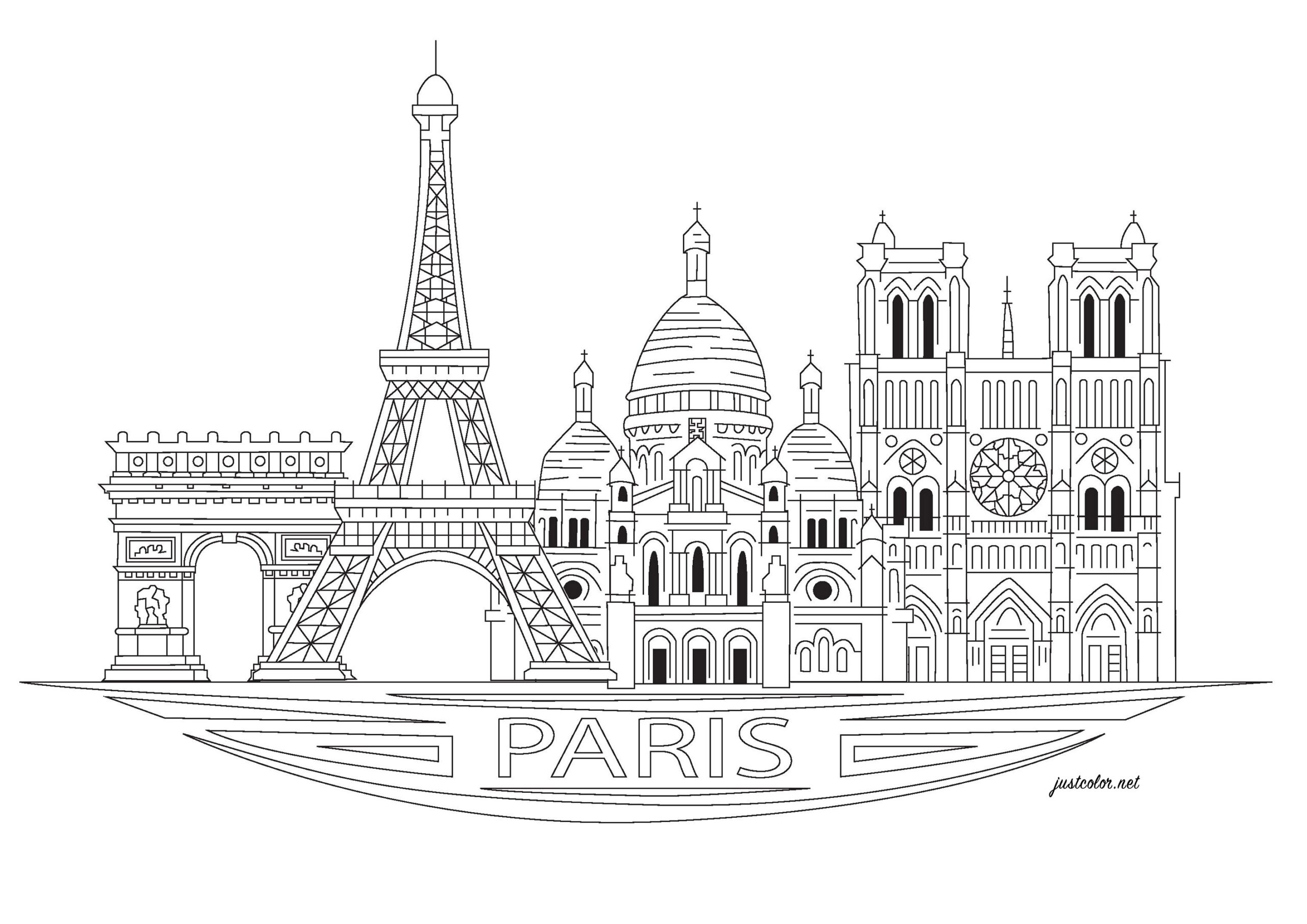 Paris Monuments Paris Coloring Pages For Adults