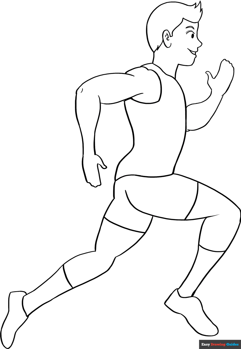 Person Running Coloring Page Easy Drawing Guides