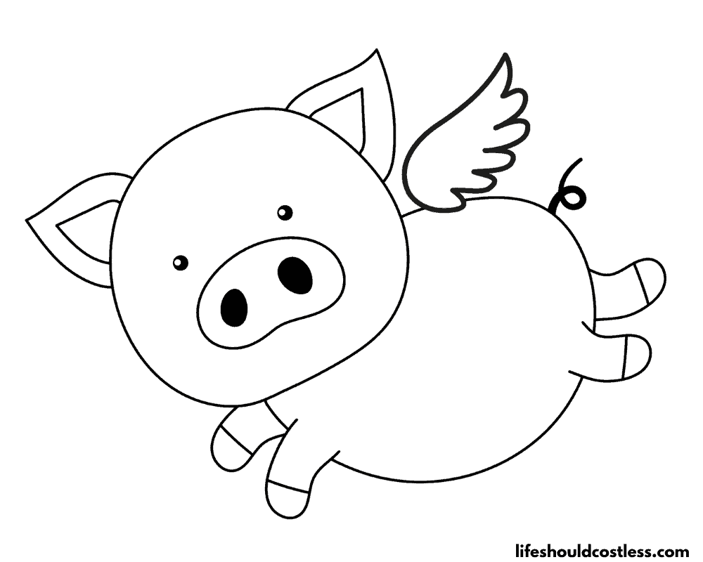Flying Pig Printable Coloring Page