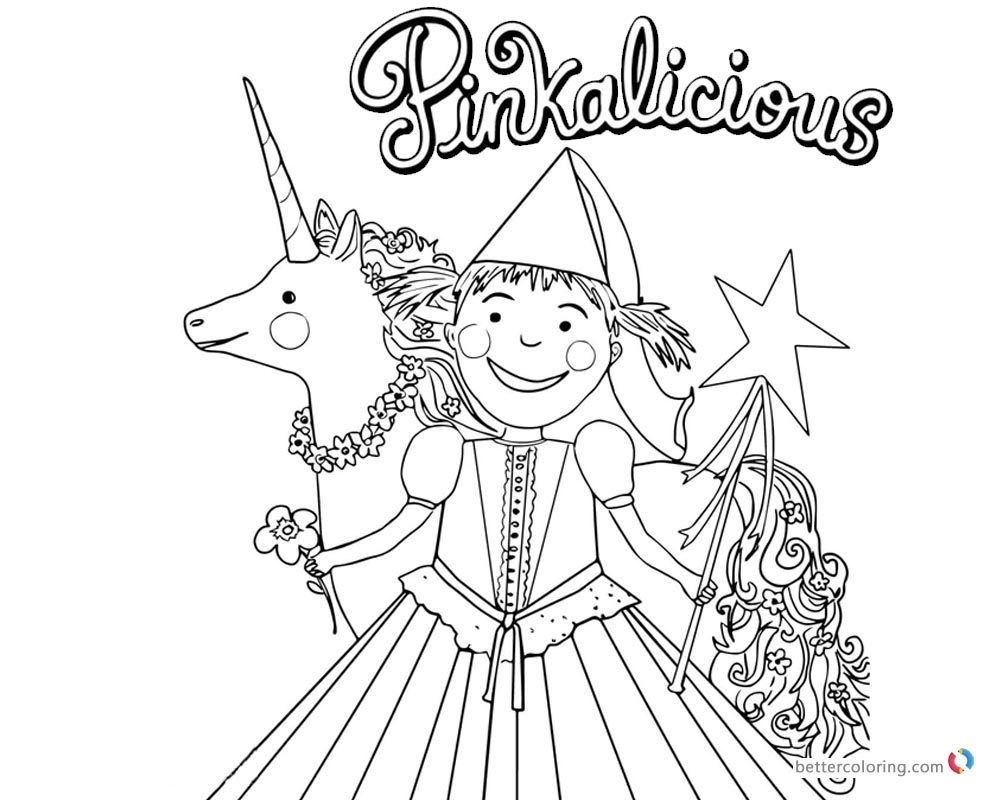 Pinkalicious Coloring Pages With Flower And Unicorn Free Printable Coloring Pages