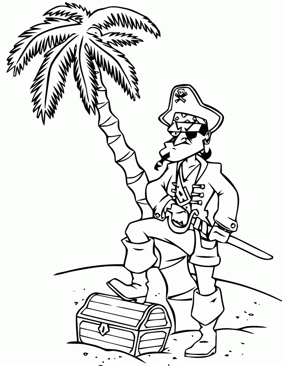 Pirate And His Treasure Pirates Coloring Pages For Kids To Print Color