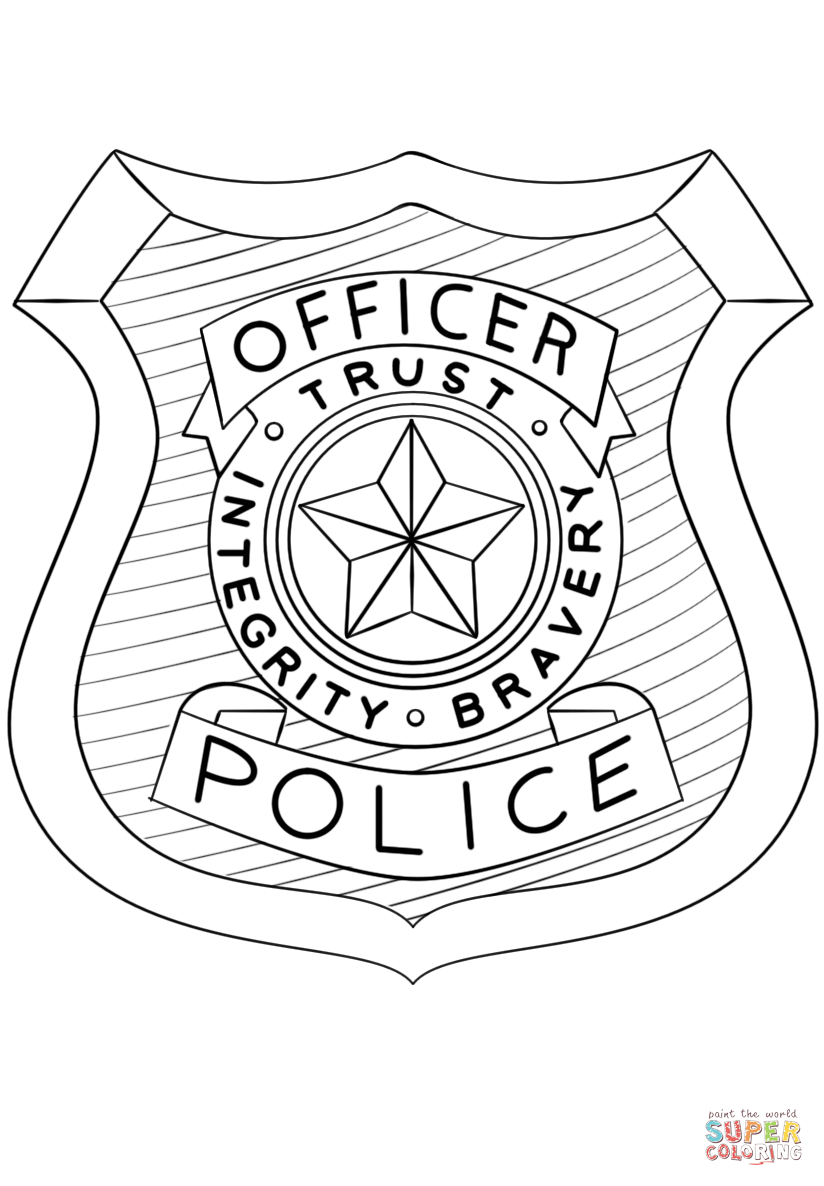 Police Badge Printable Coloring Pages