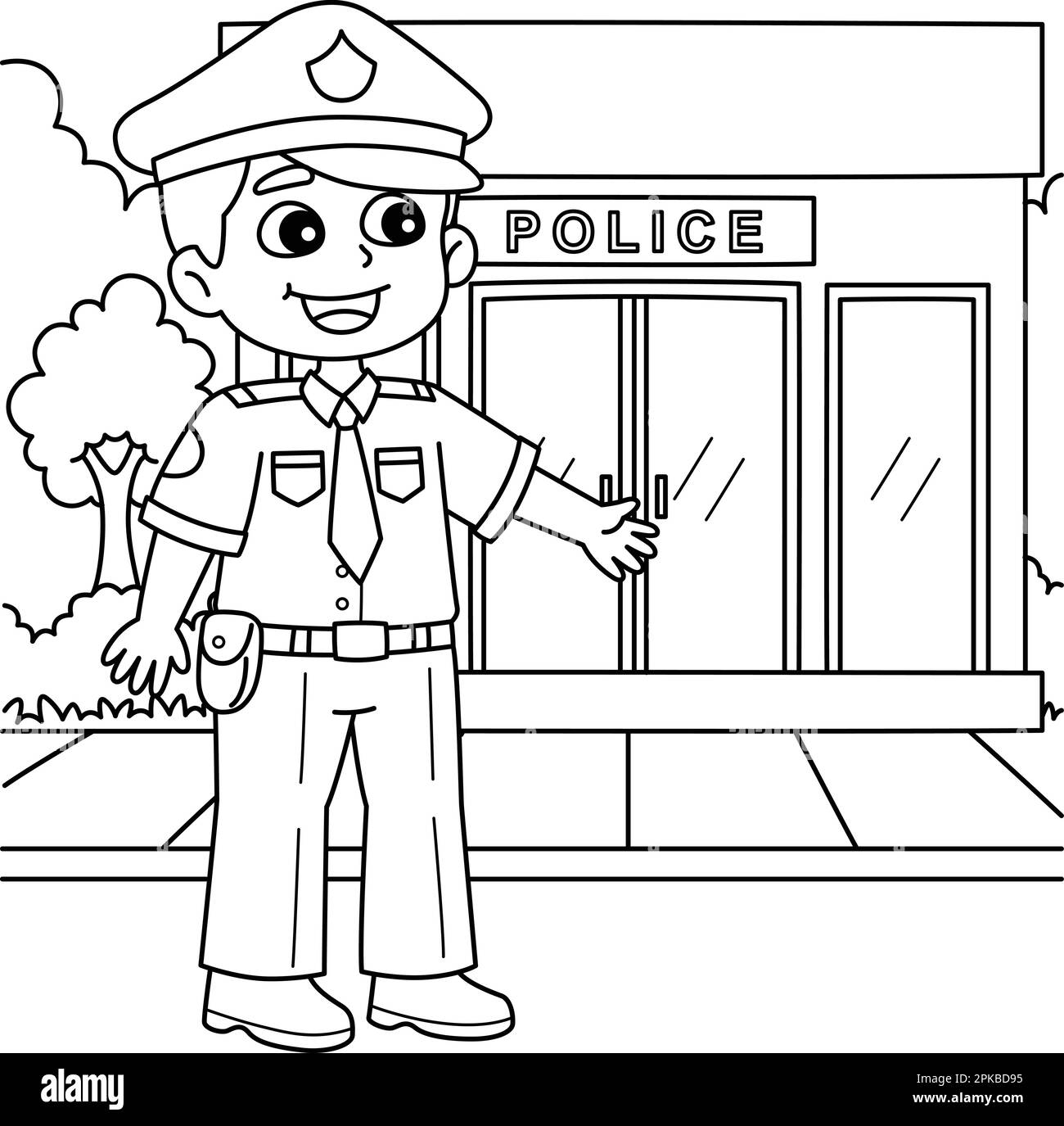 Policeman Coloring Page For Kids Stock Vector Image Art Alamy