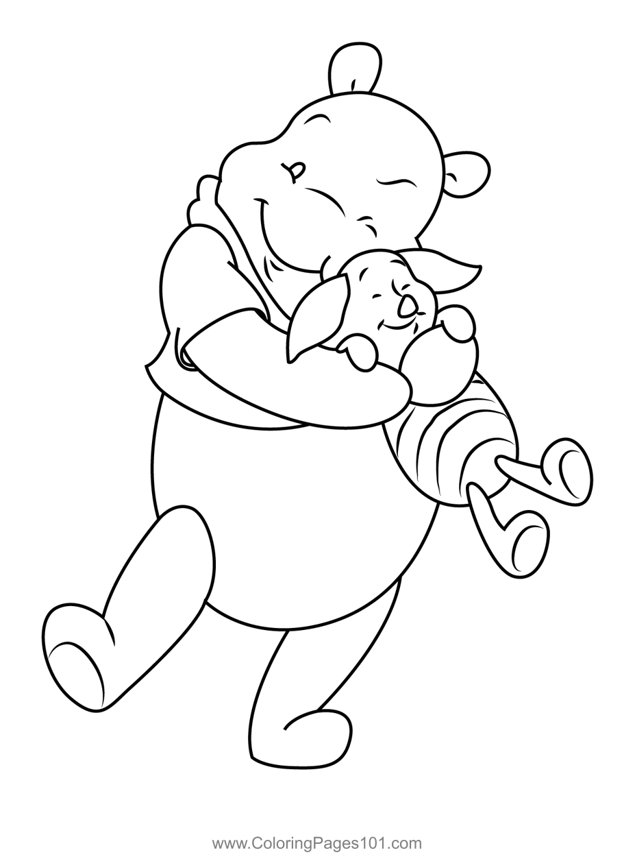 Pooh Bear With Piglet Coloring Page For Kids Free Winnie The Pooh Printable Coloring Pages