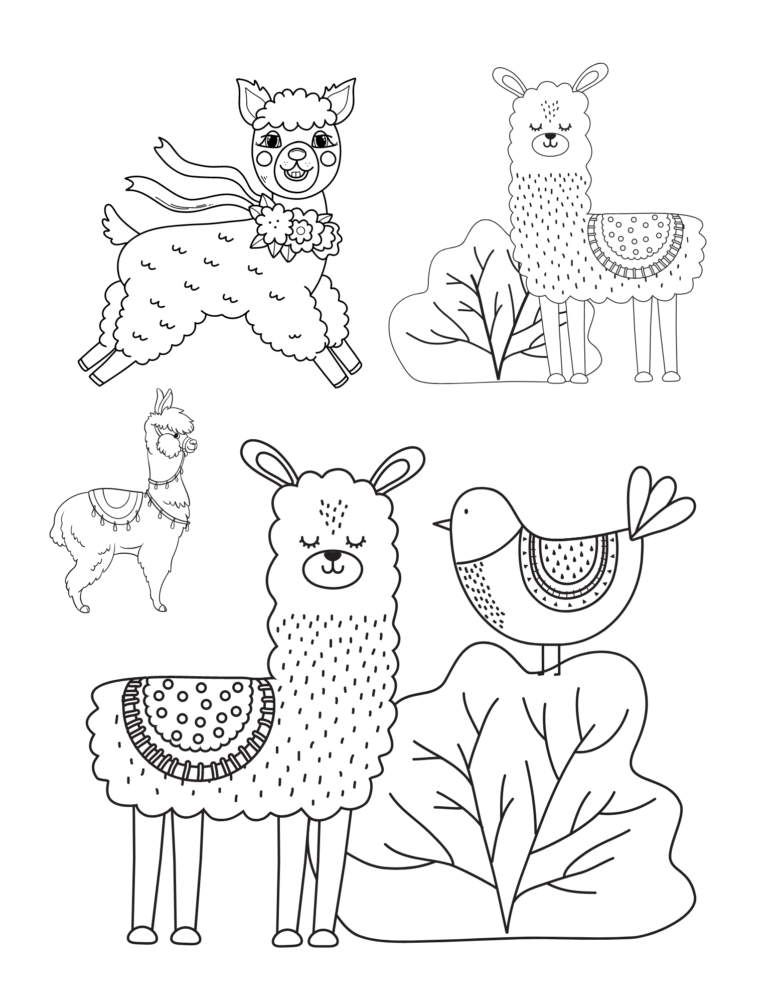 Print These Cute Llama Coloring Pages For Kids And Adults