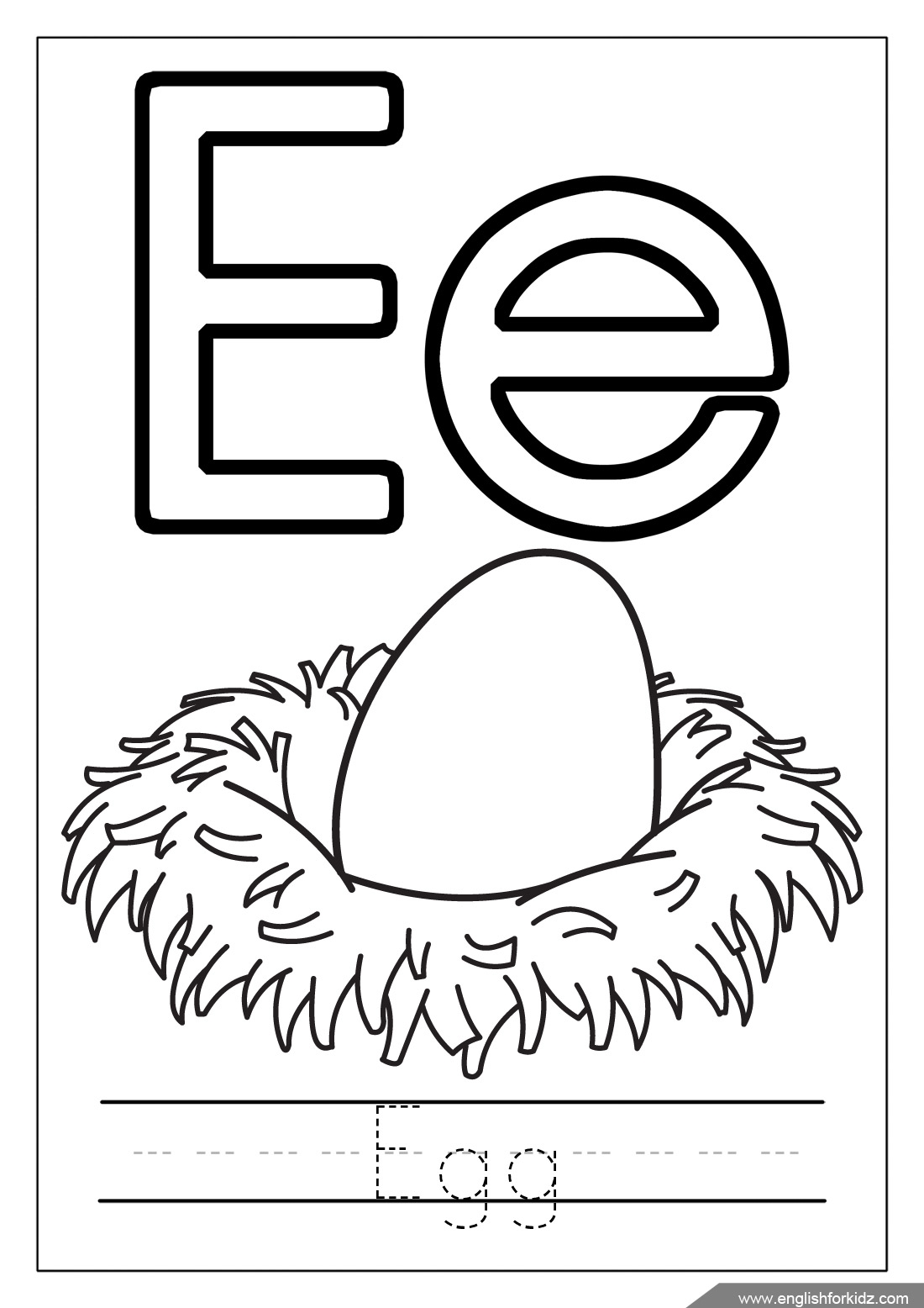Letter E Printable Coloring Pages