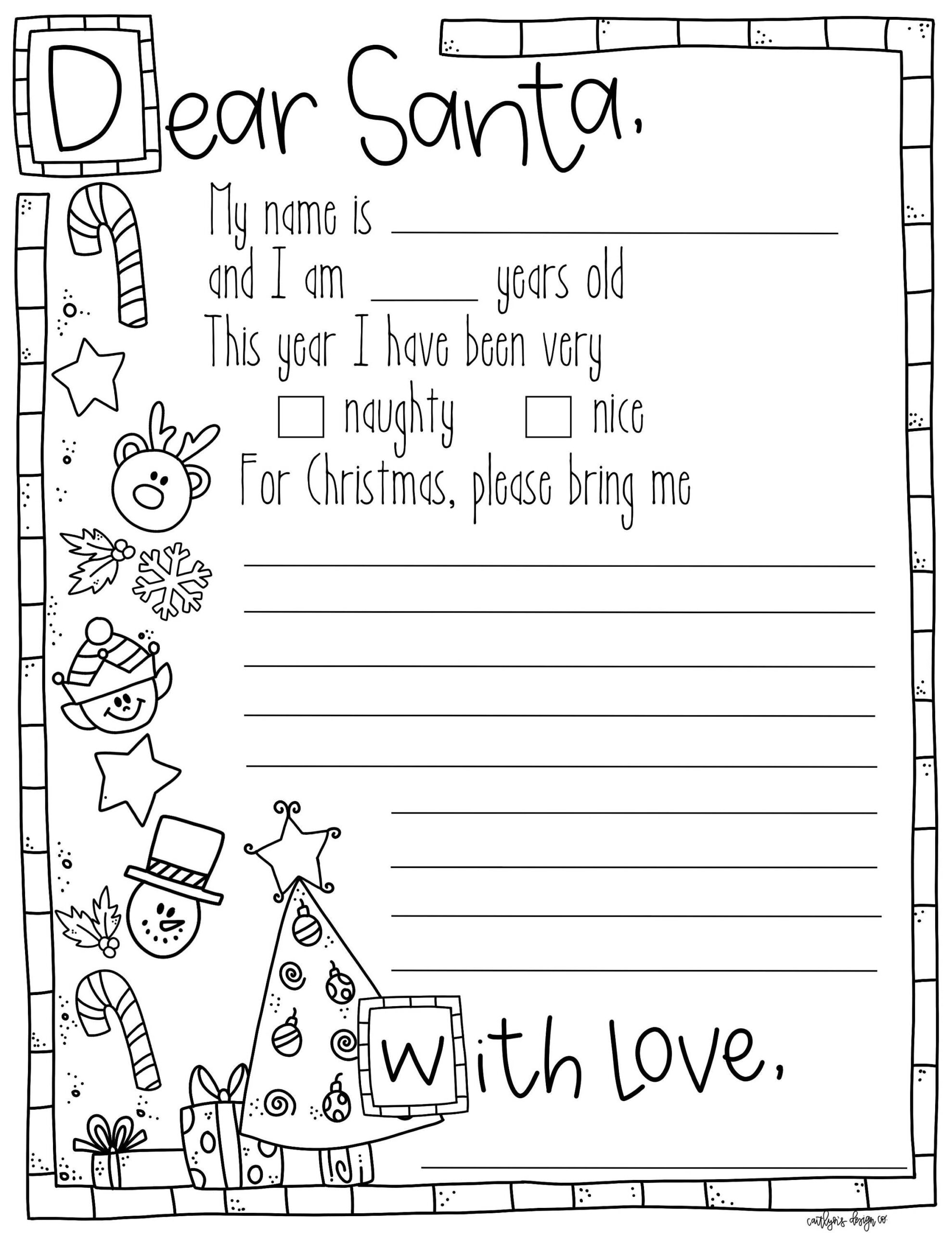 Printable Christmas List Coloring Pages