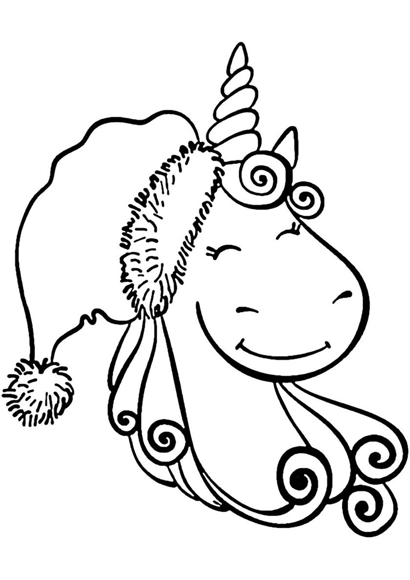 Printable Christmas Unicorn Coloring Page