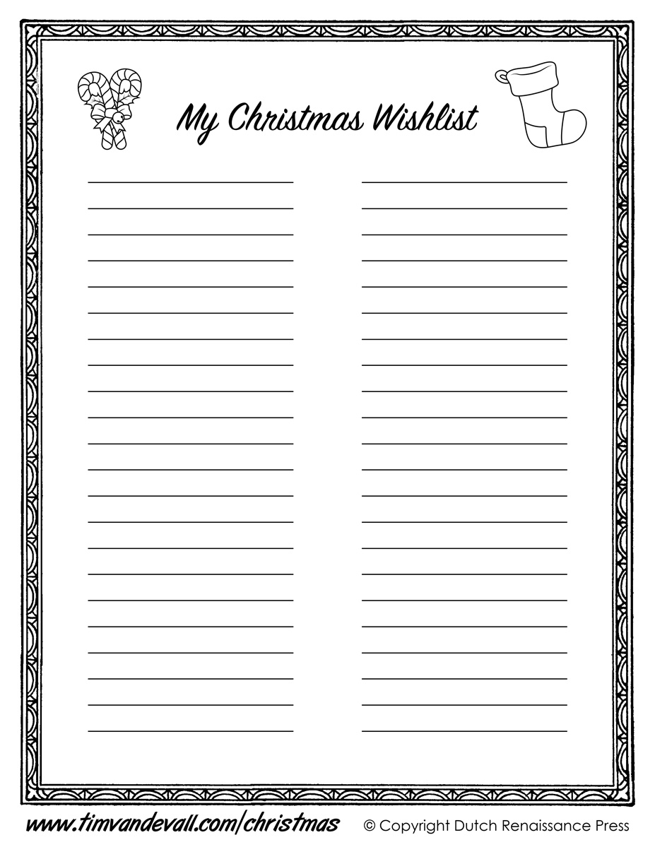 Christmas List Coloring Page Printables