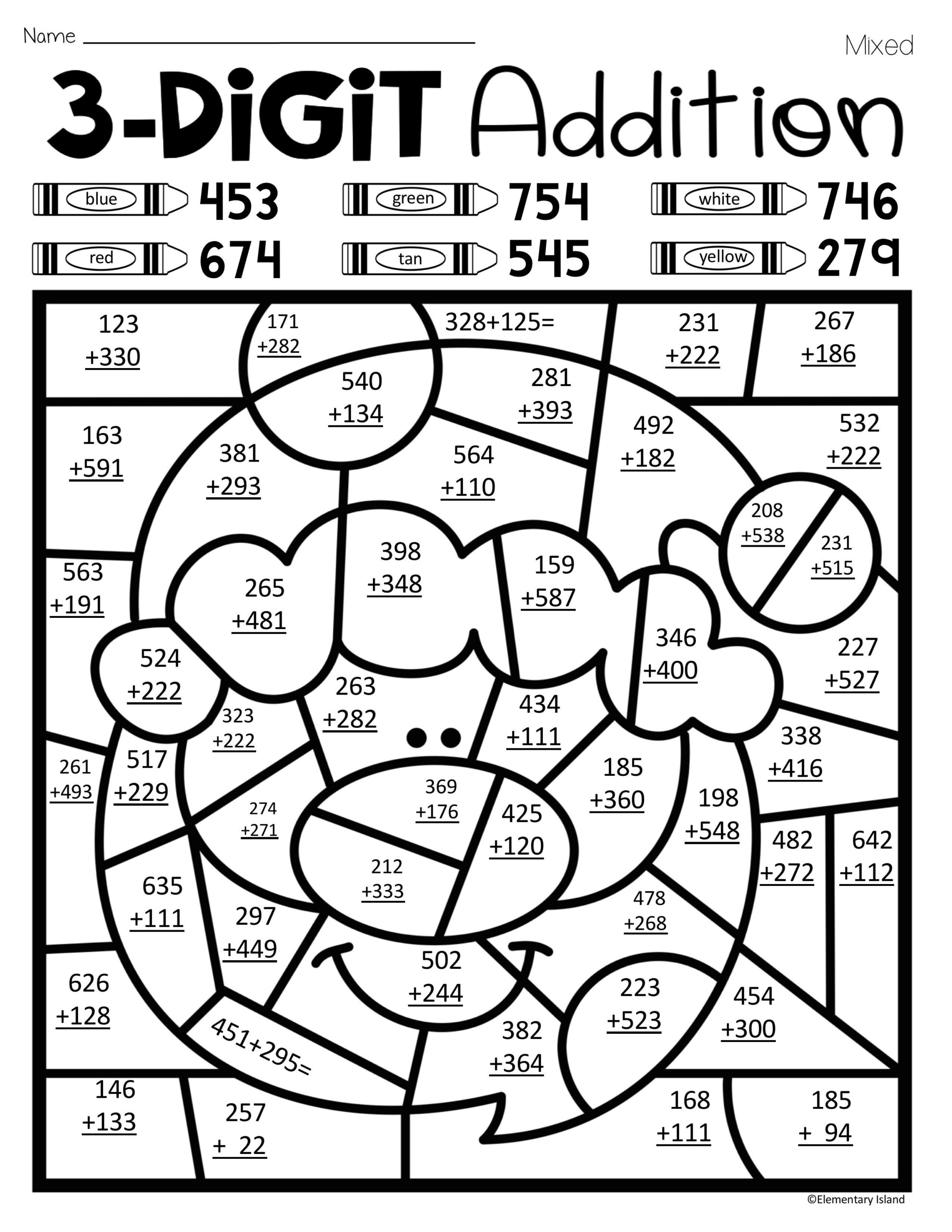 Printable Color By Number Math