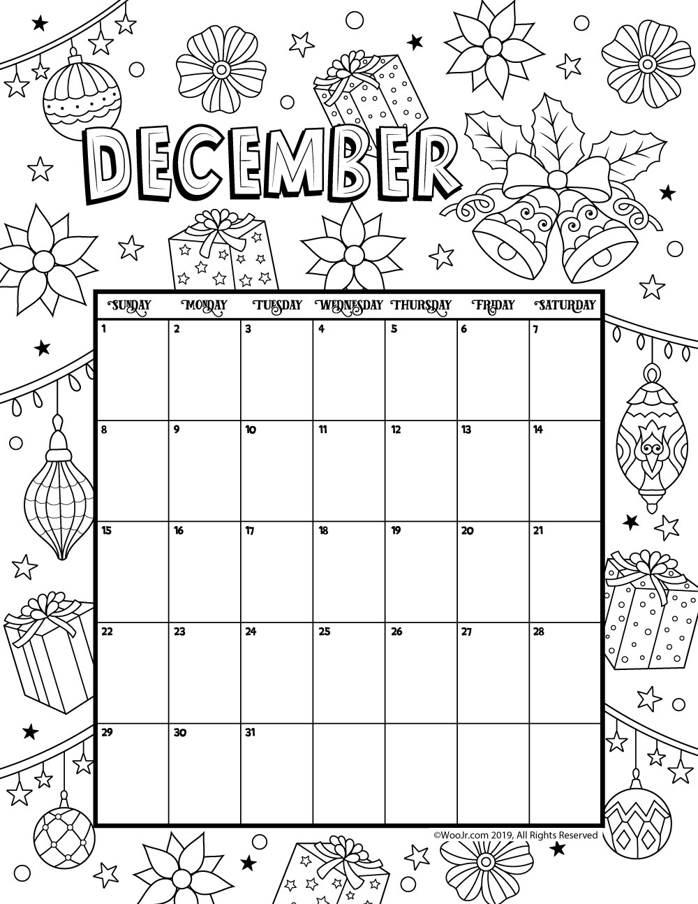 Printable Coloring Calendar