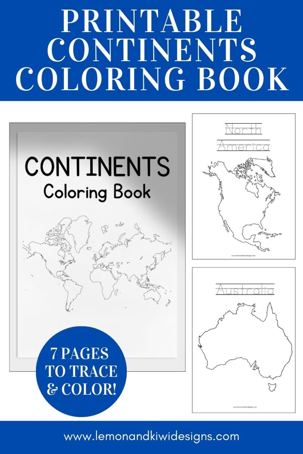Printable Coloring Page Continents