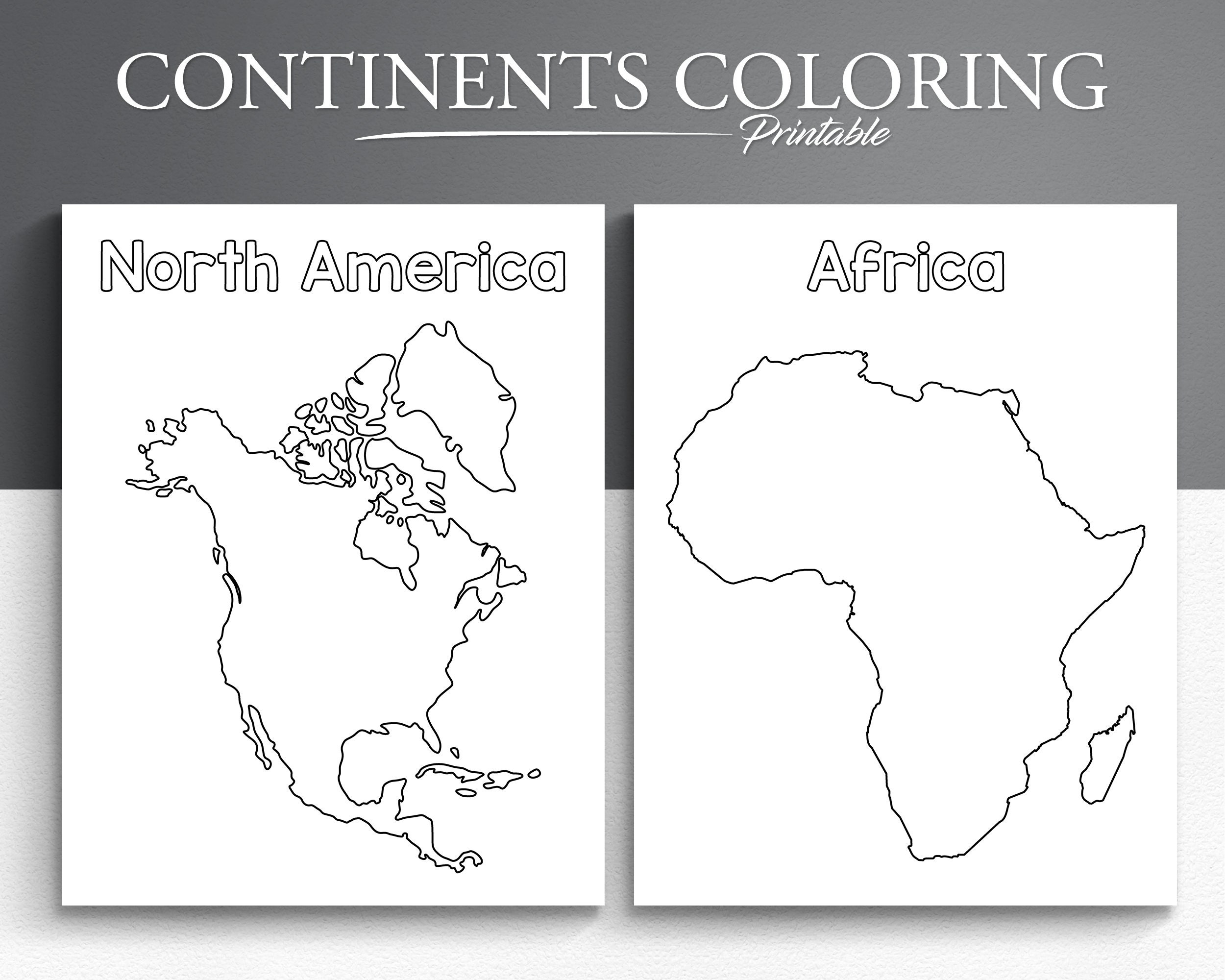 Printable Continents Coloring Pages For Kids Geography Color Page Social Studies Coloring Page Etsy
