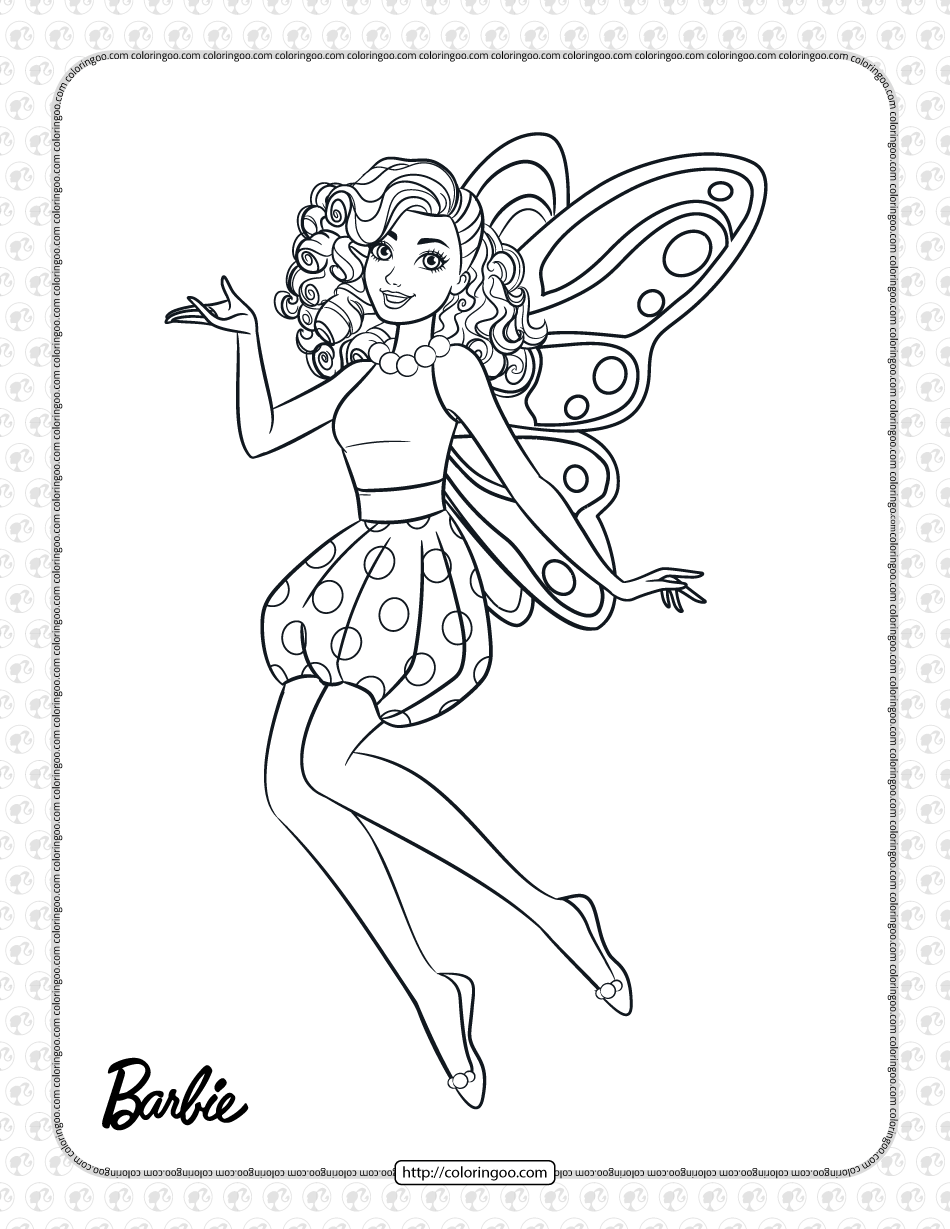 Printable Fairy Princess Barbie Coloring Page