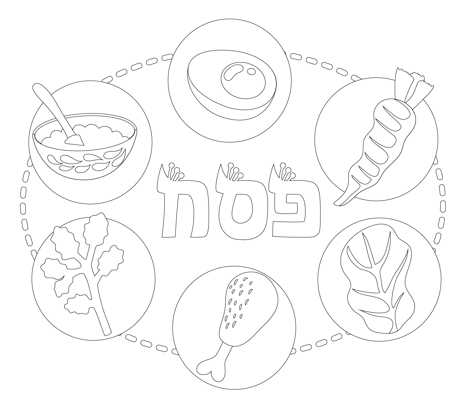 Printable Seder Plate Coloring Page