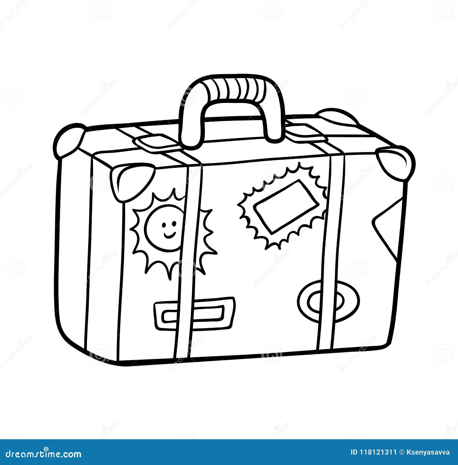 Printable Suitcase Coloring Page Sketch Coloring Page