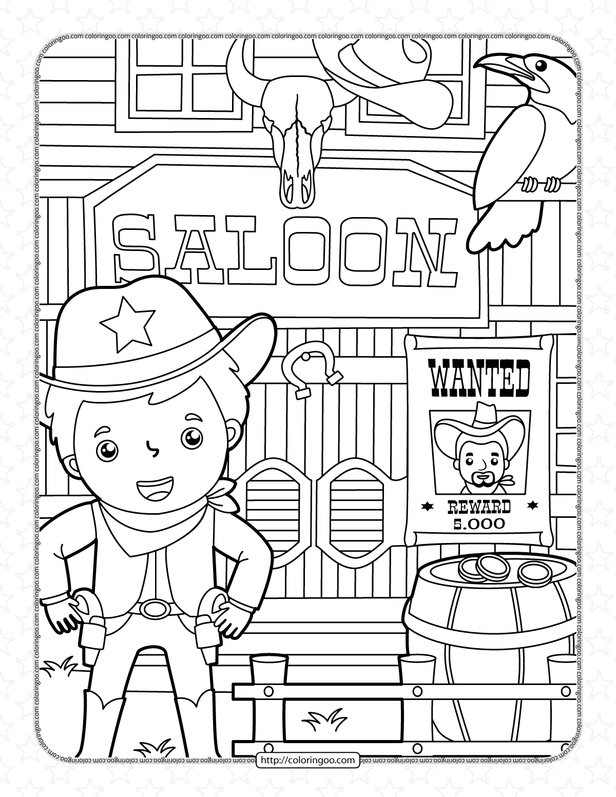 Printable Wild West Coloring Page For Kids