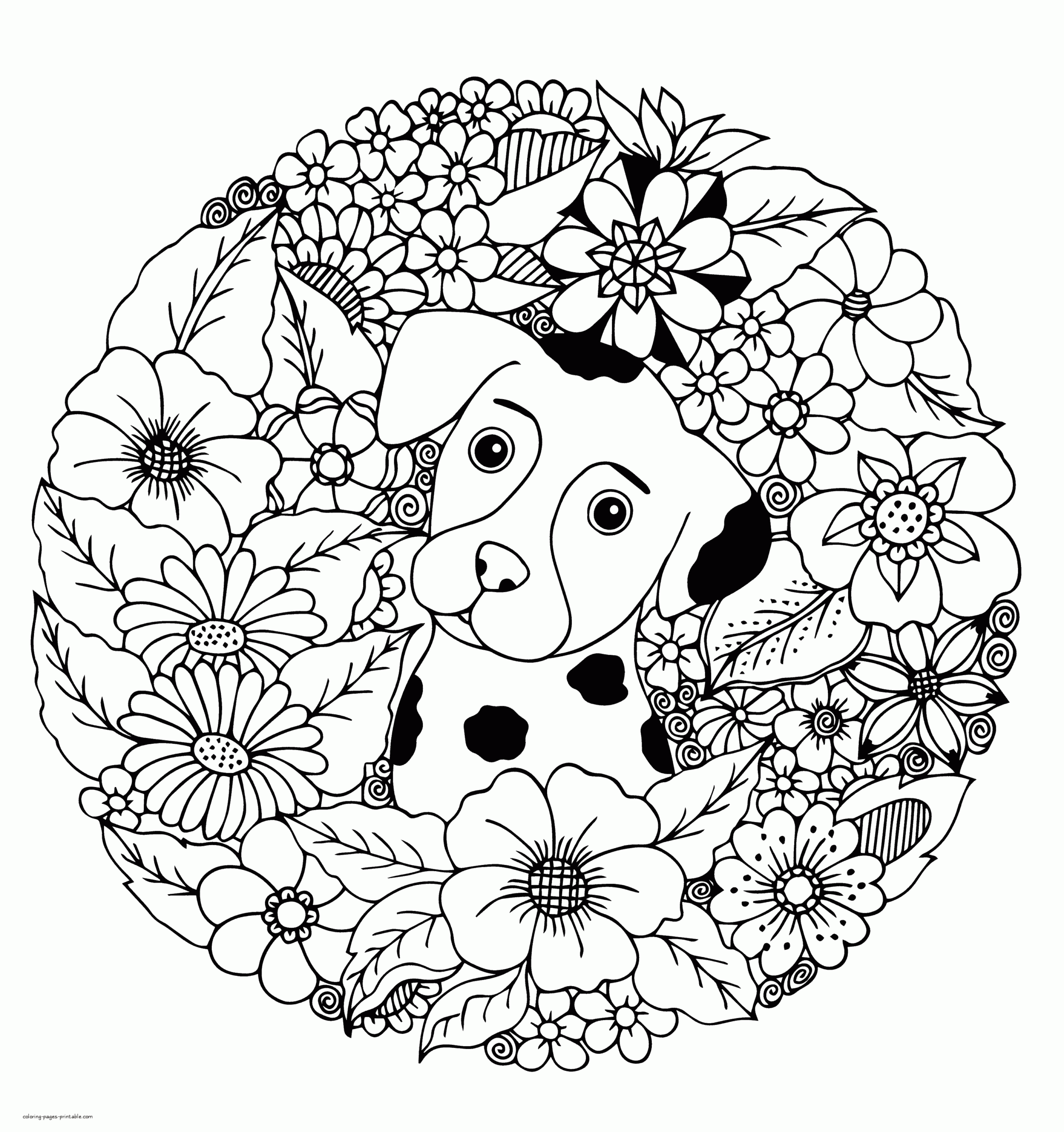 Adult Coloring Pages Printable Dogs