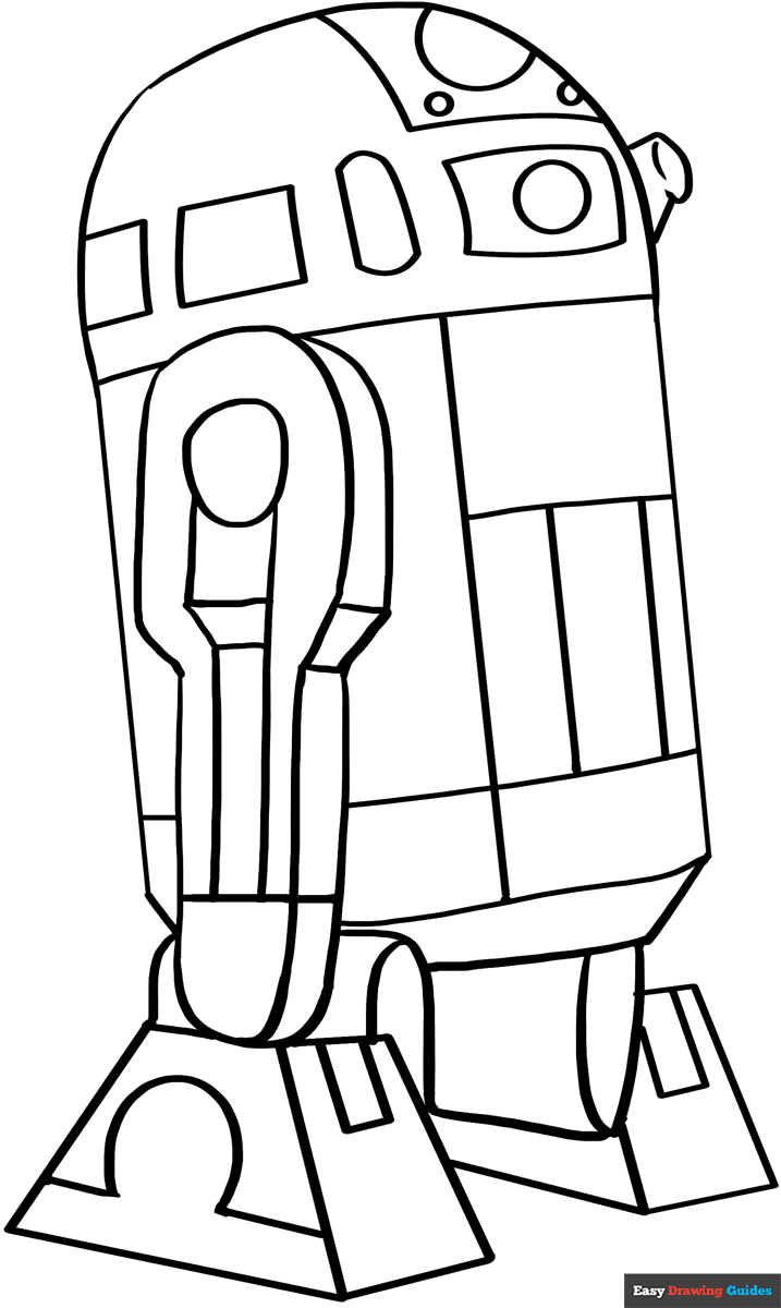 R2D2 From Star Wars Coloring Page Easy Drawing Guides