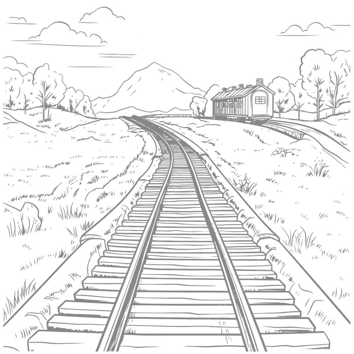Printable Train Tracks Coloring Pages
