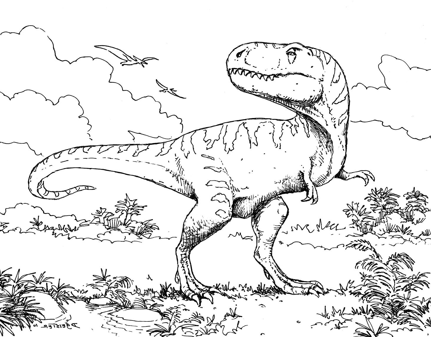 Realistic Dino Coloring Pages Printable