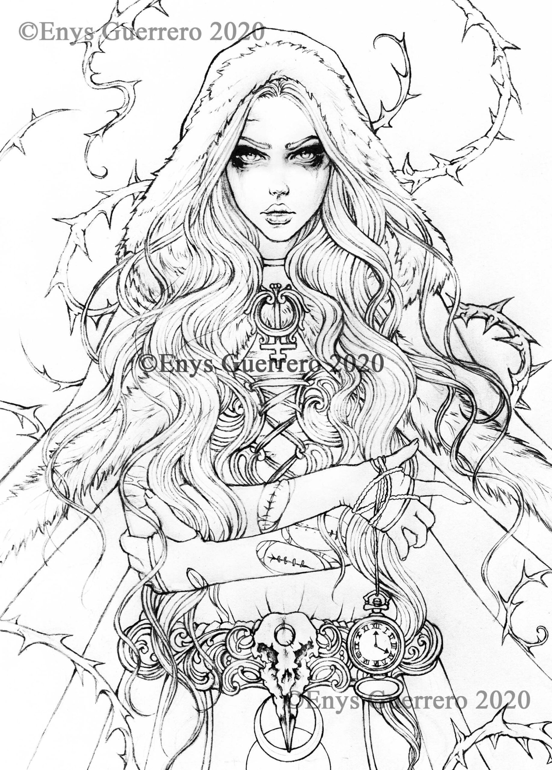 Reila Coloring Page Goth Fantasy Printable Download JPG By Etsy Canada
