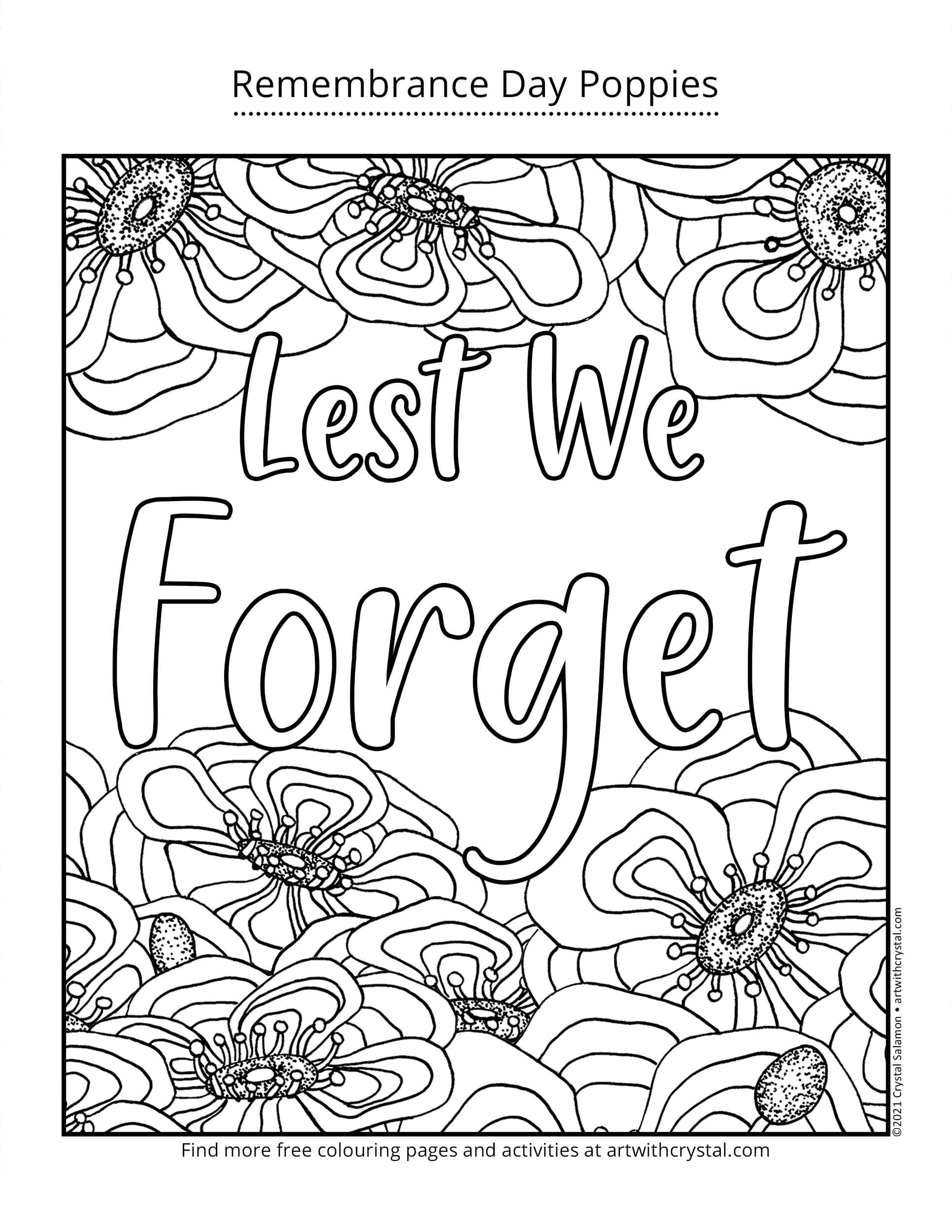 Remembrance Day Poppies Lest We Forget FREE Printable Art With Crystal