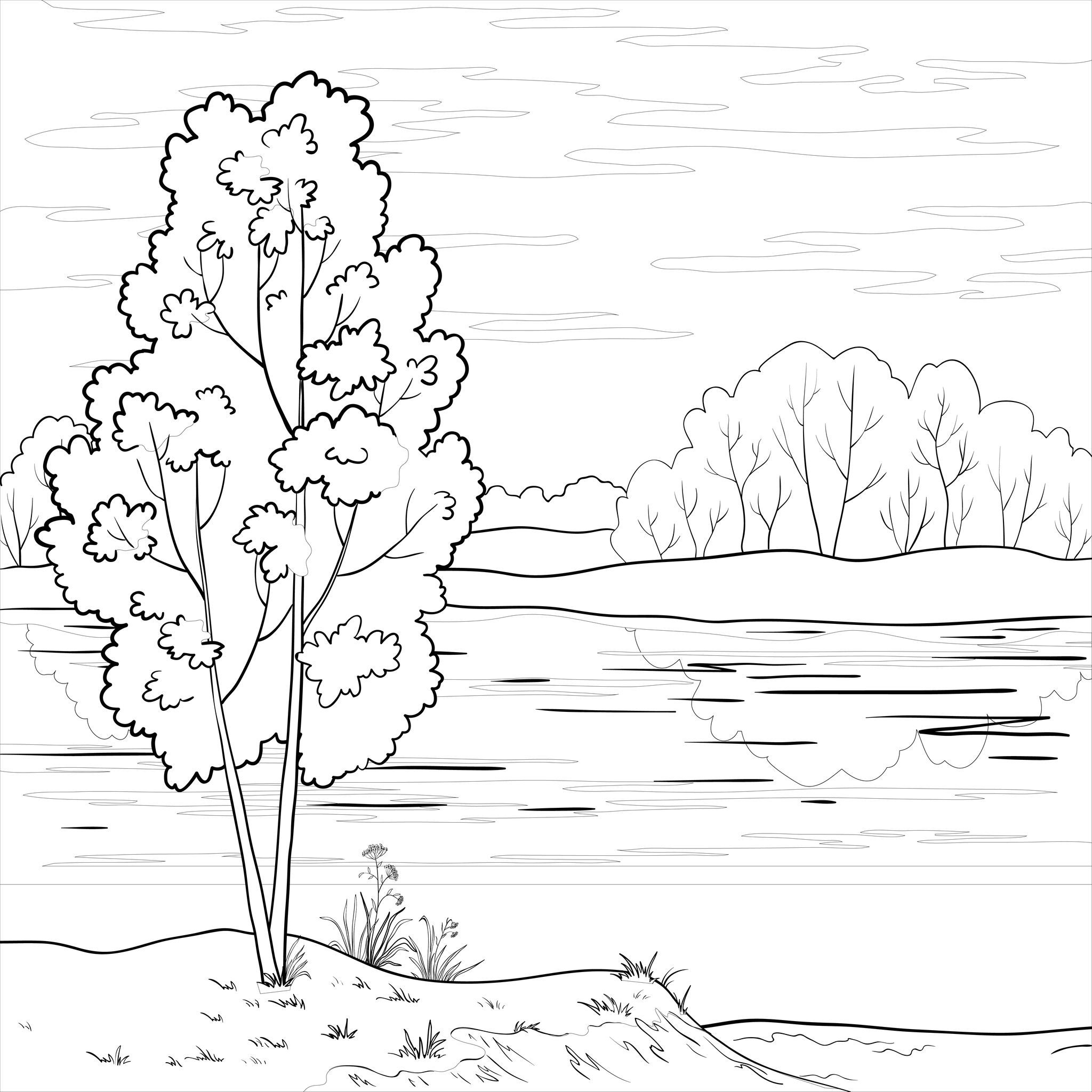 River Nature Free Printable Coloring Pages