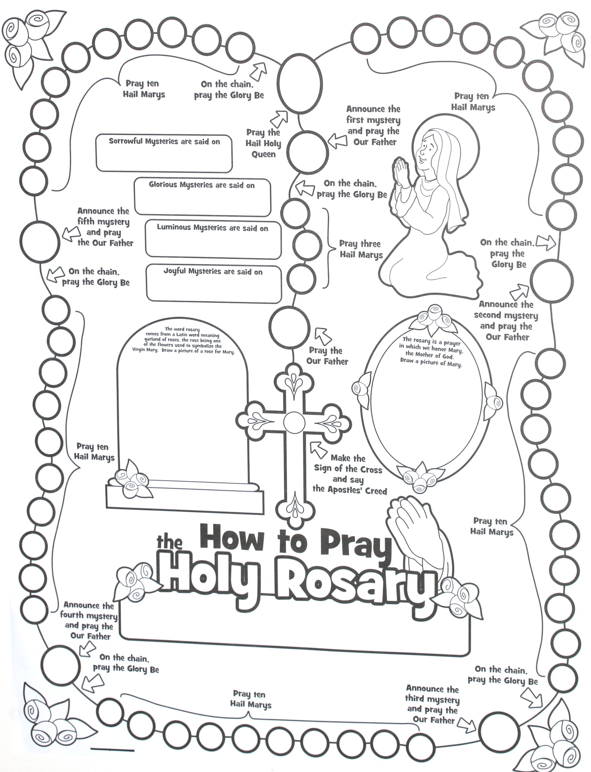 Rosary Coloring Page For Kids Printable Coloring Pages