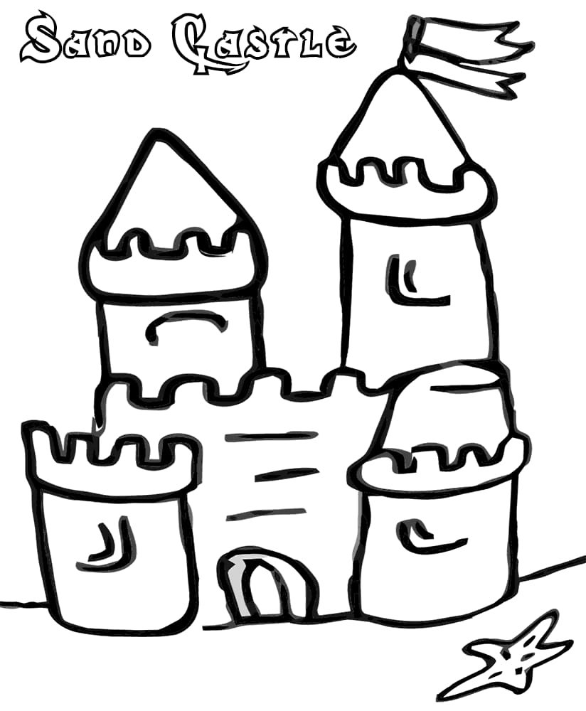 Printable Sand Castle Coloring Page