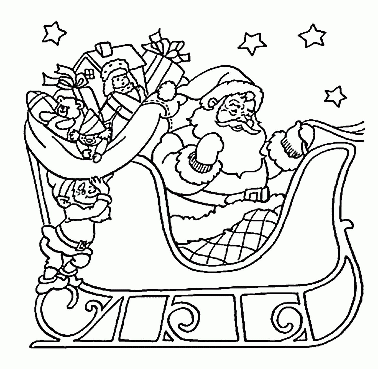 Santa Sleigh Coloring Pages Printable