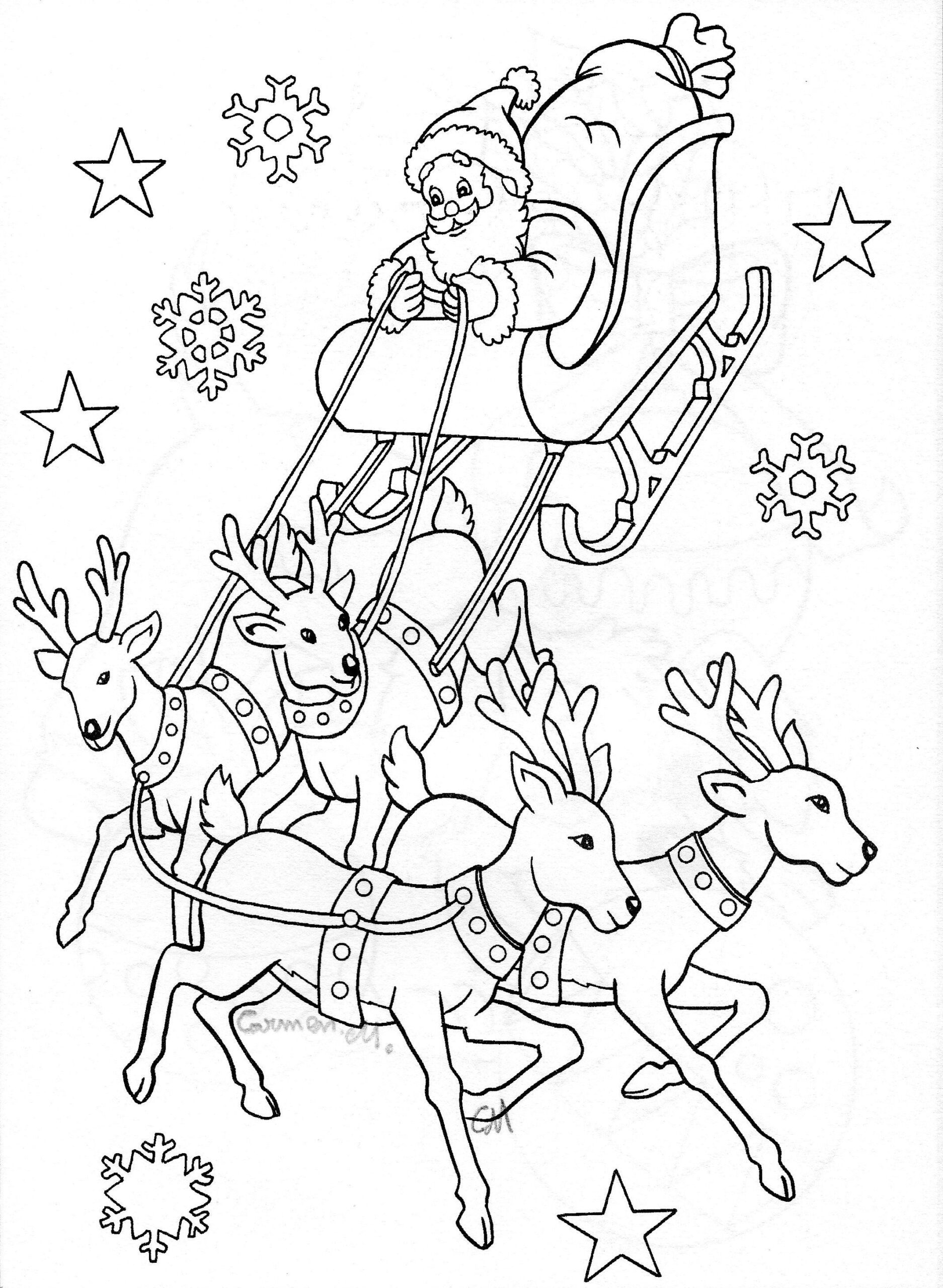 Santa Sleigh Coloring Page Free Download Goodimg Co