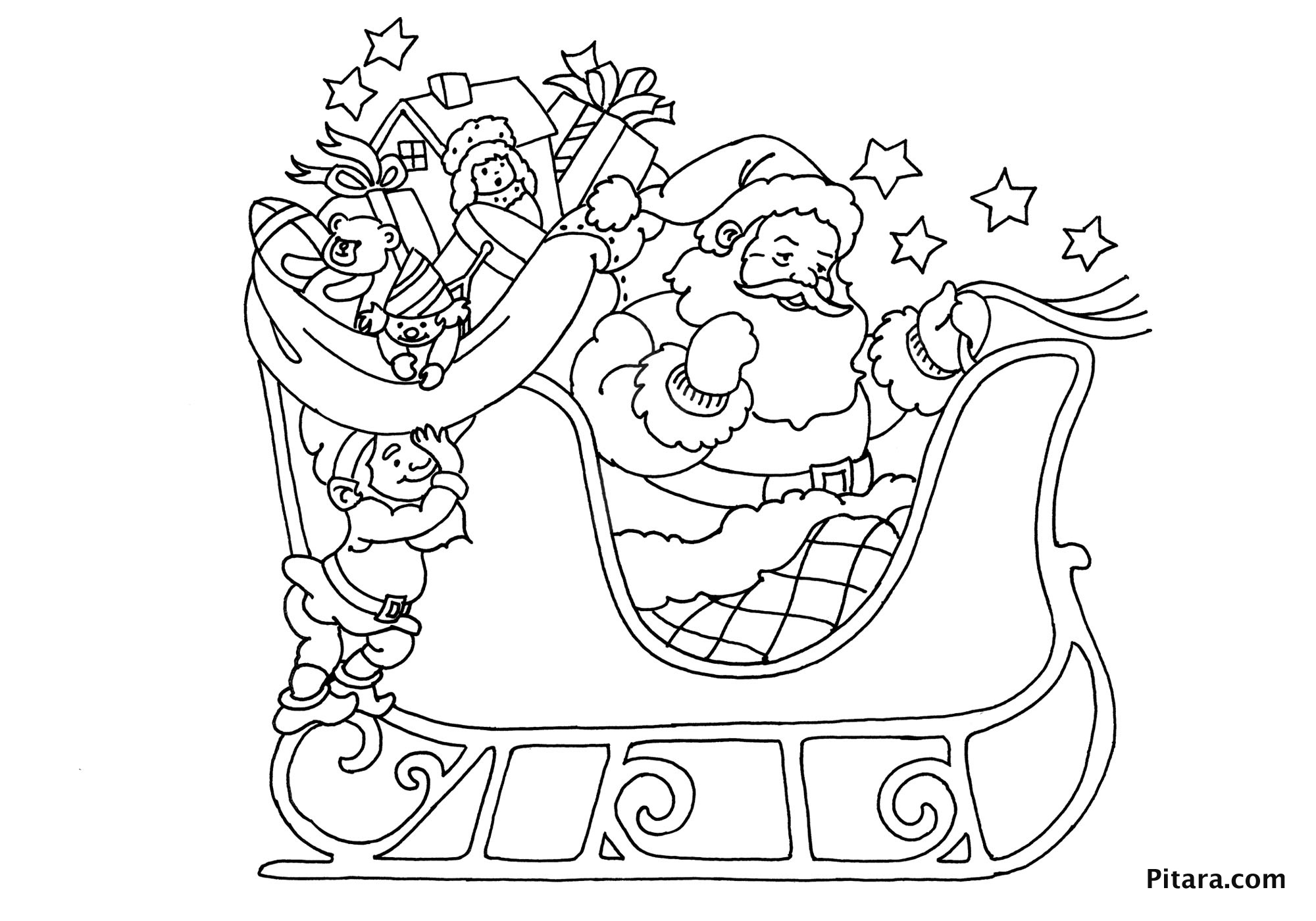 Santa Sleigh Coloring Pages Learny Kids