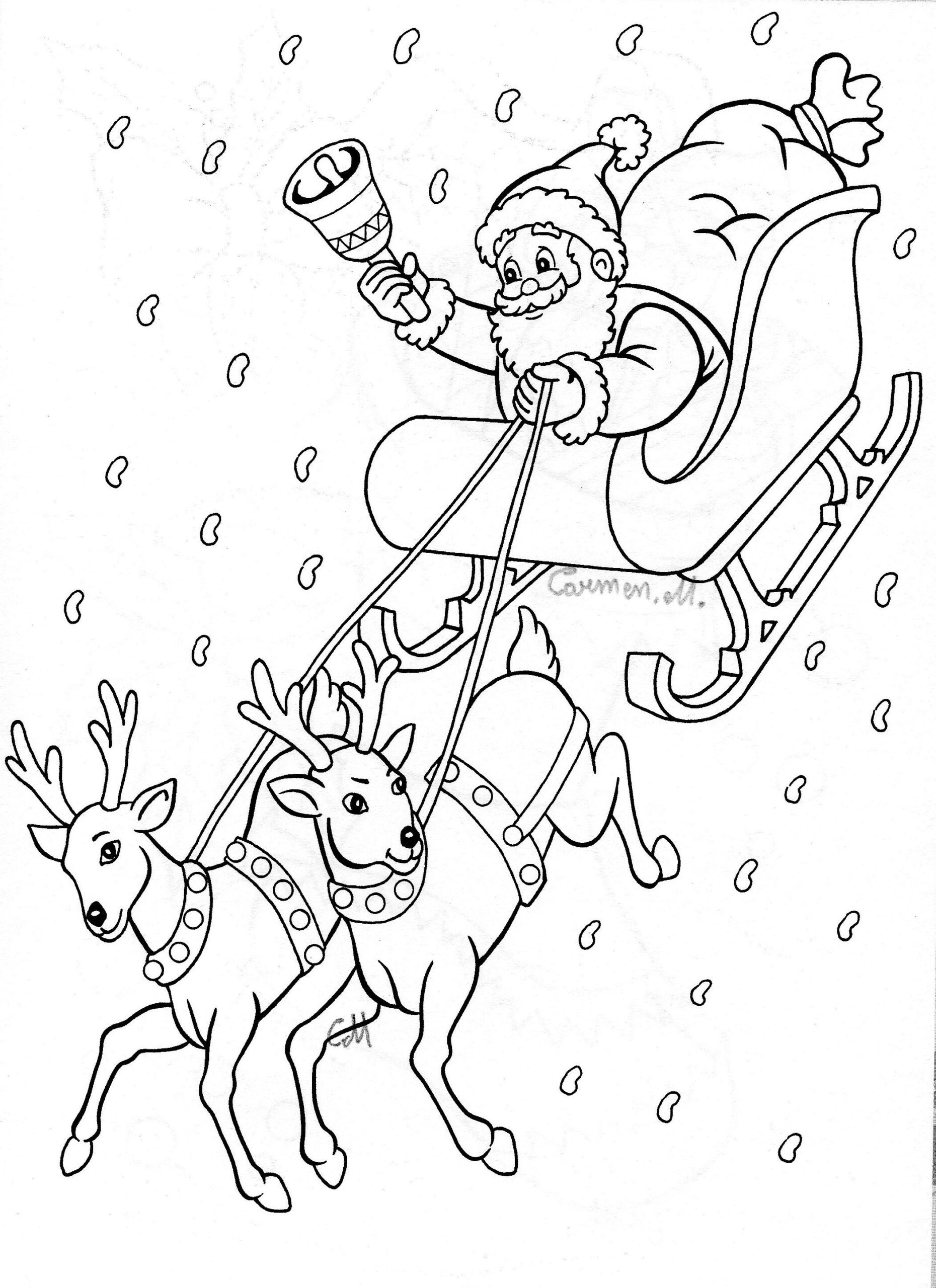 Santa Sleigh Coloring Pages Printable