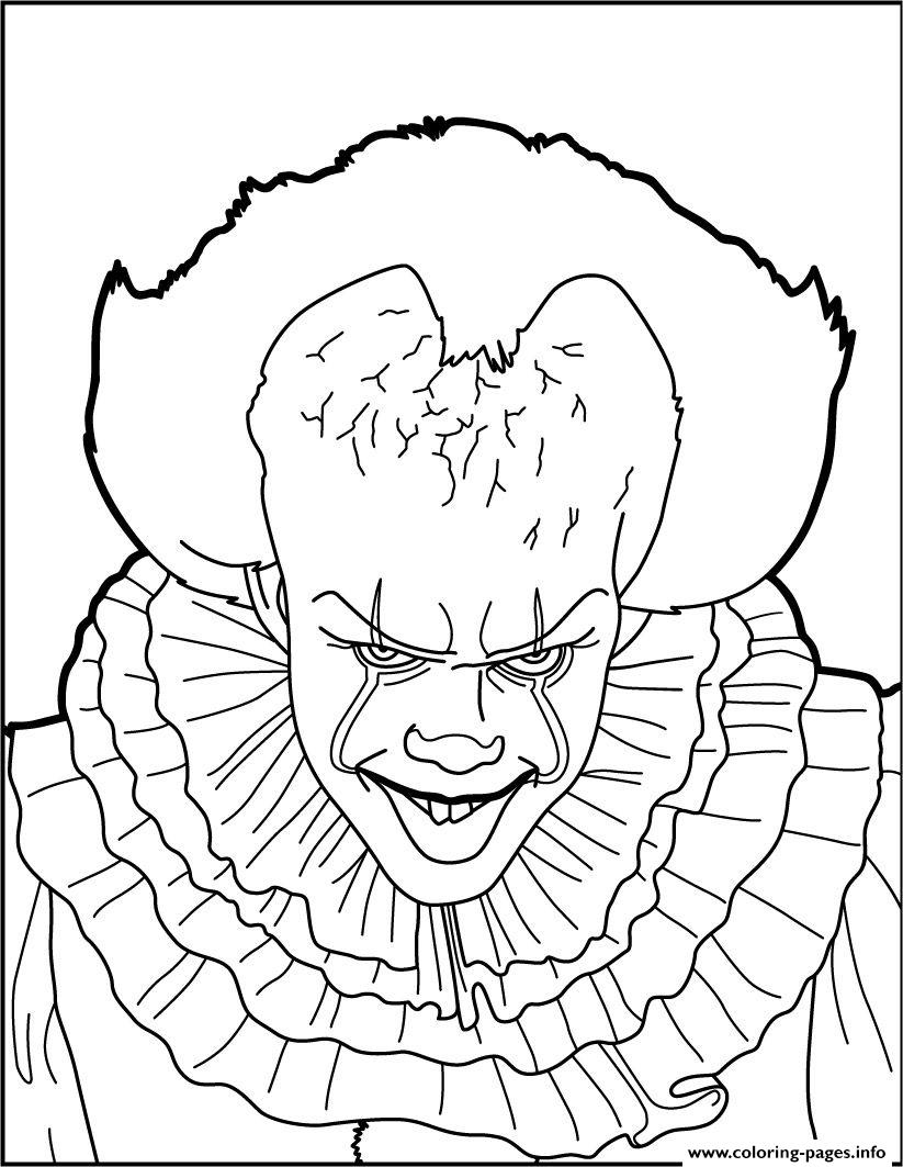 Scary Clown Pennywise Coloring Page Printable