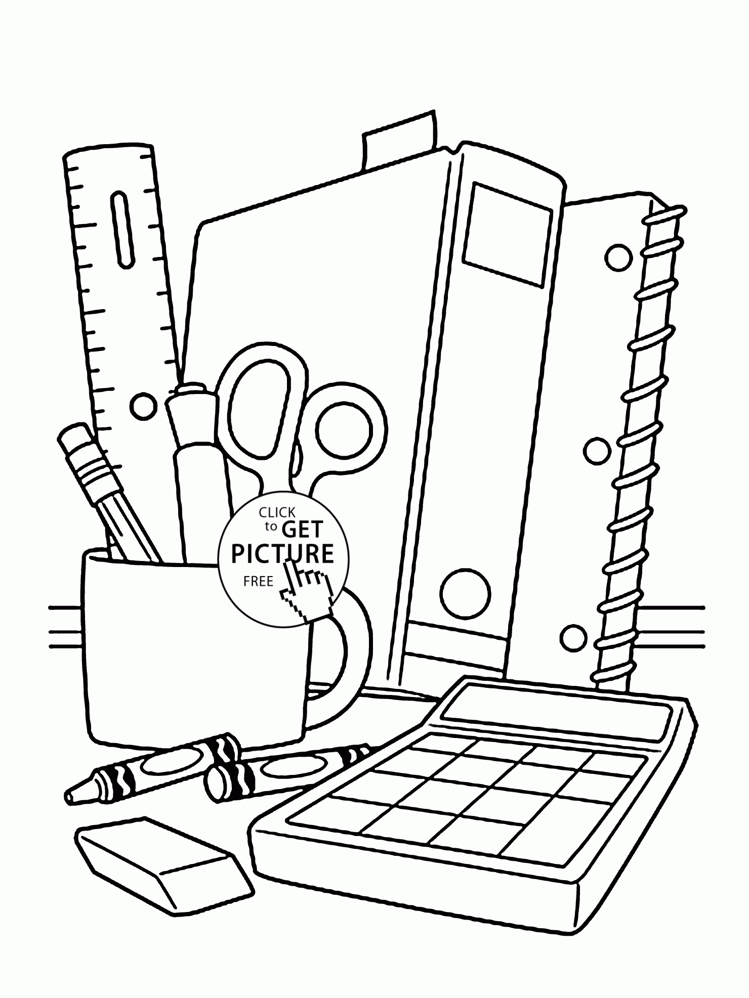 School Supplies Coloring Page For Children Back To School Coloring Pages Printables Free