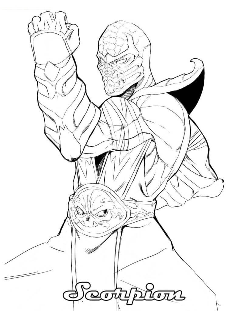 Scorpion In Mortal Kombat Coloring Page Free Printable Coloring Pages For Kids