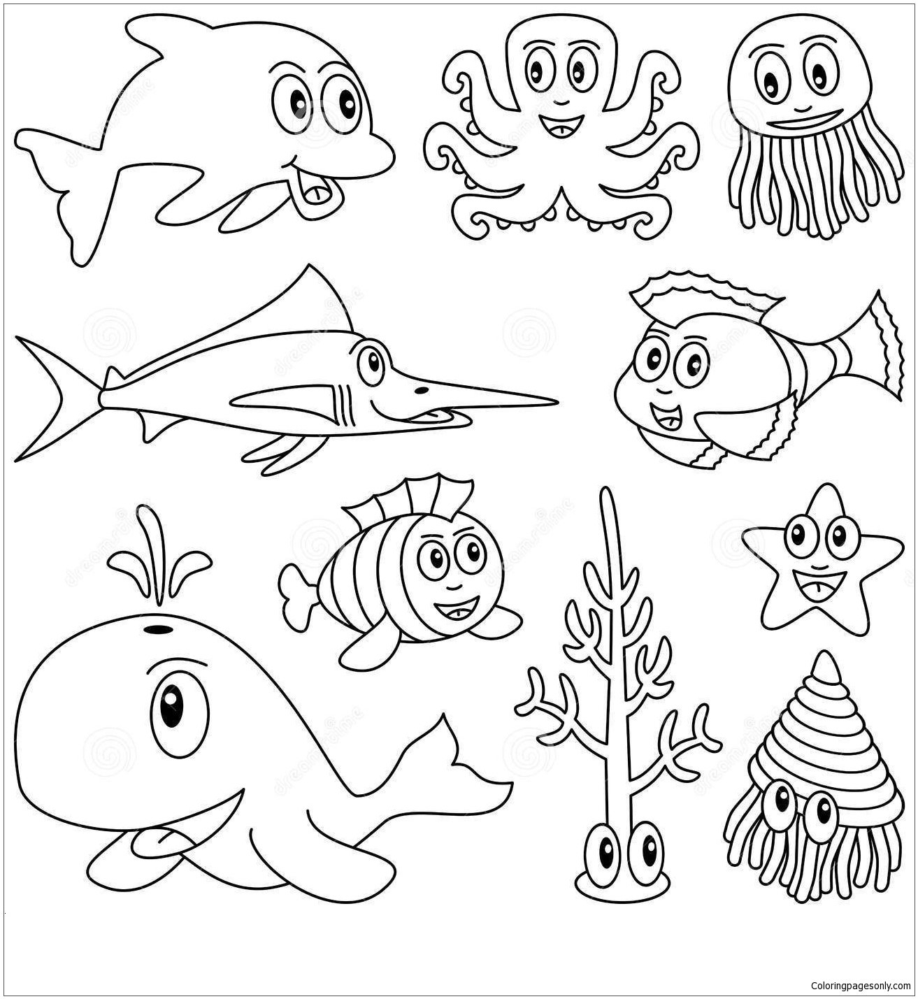 Sea Animal Printable Coloring Pages