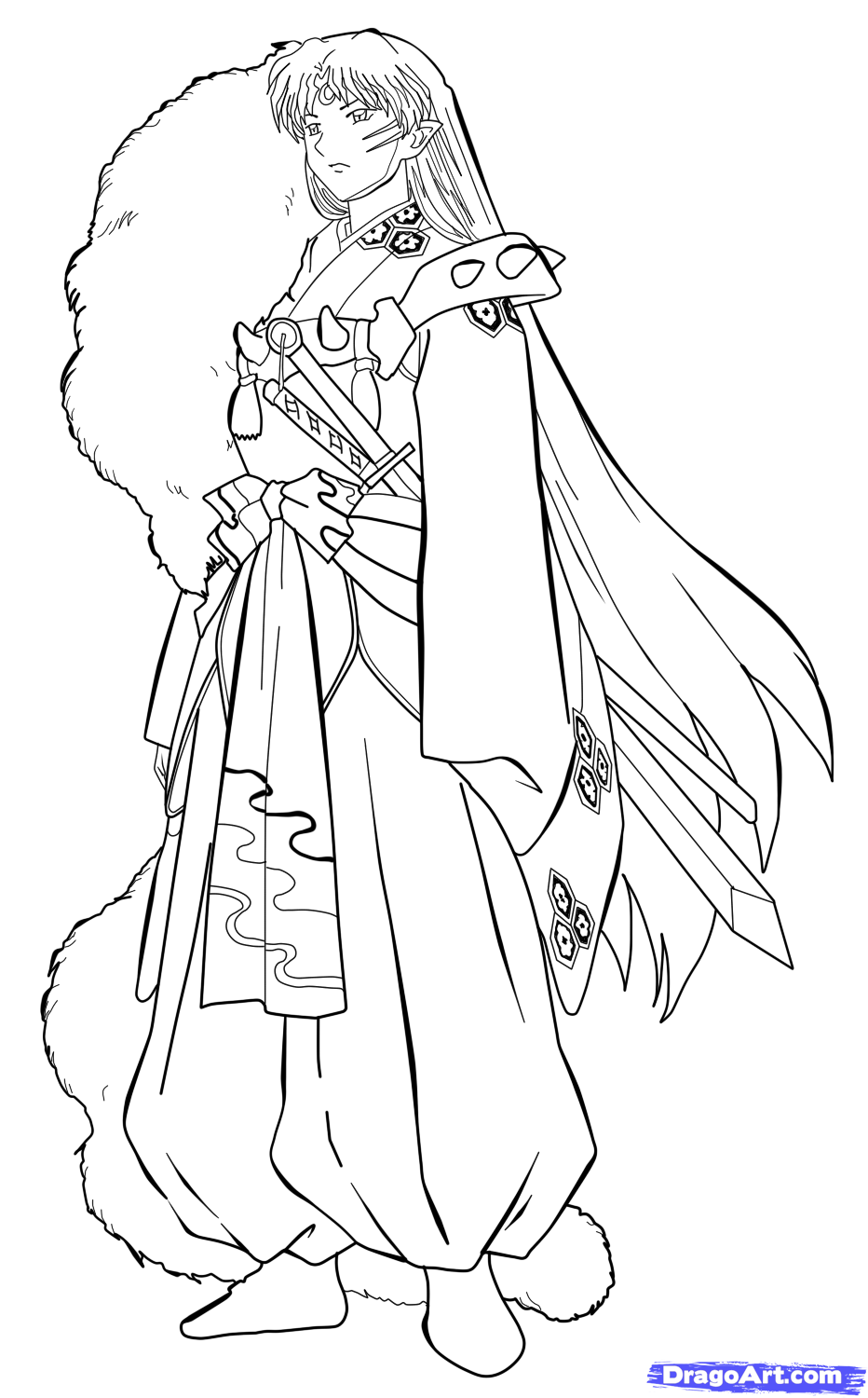 Sesshomaru Colouring Pages Anime Boy Sketch Anime Lineart Cute Coloring Pages