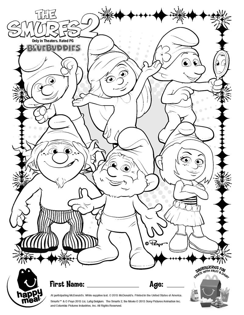 Smurfs Christmas Printable Coloring Pages